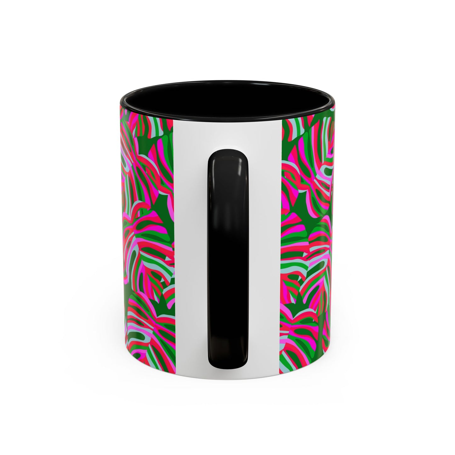 Accent Coffee Mug (11, 15oz), Monstera Pink Pop / Various Colors