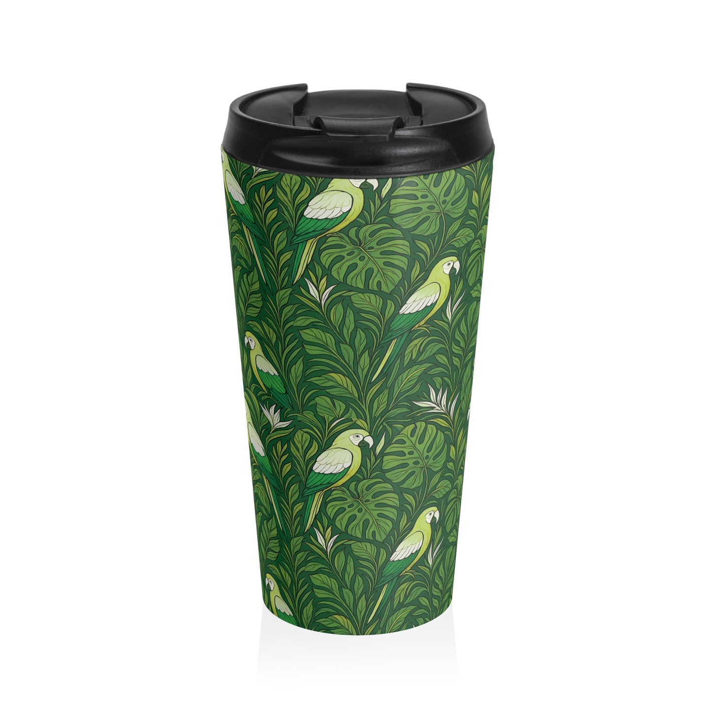 15 oz. Stainless Steel Travel Mug / Parrot Family Lime