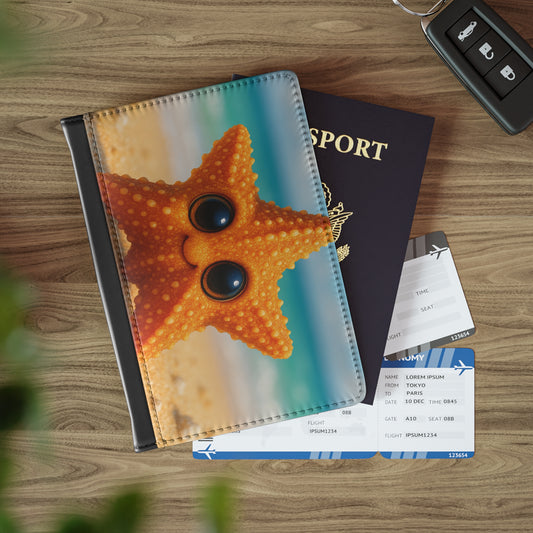 Tropical Passport Cover, Faux Leather - RFID blocking for travel security / Rainforest Baby Starfish