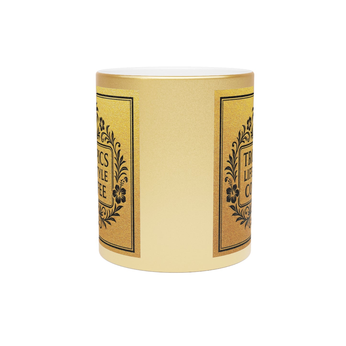 Copy of Tropical Metallic Mug, Gold or Silver - Tropics Lifestyle Coffee, Black/Green Logo