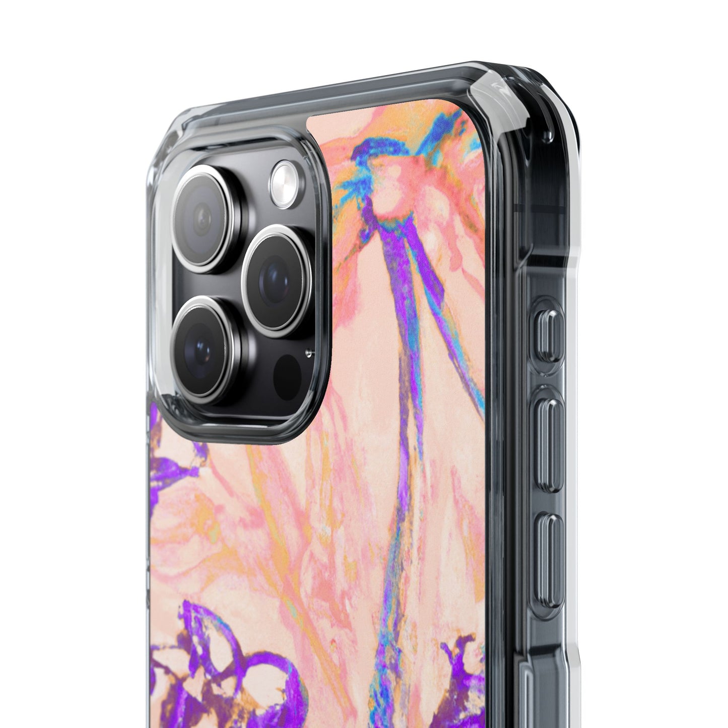 Tropical Doodles/Peach Magnetic Clear Phone Case, Many Models