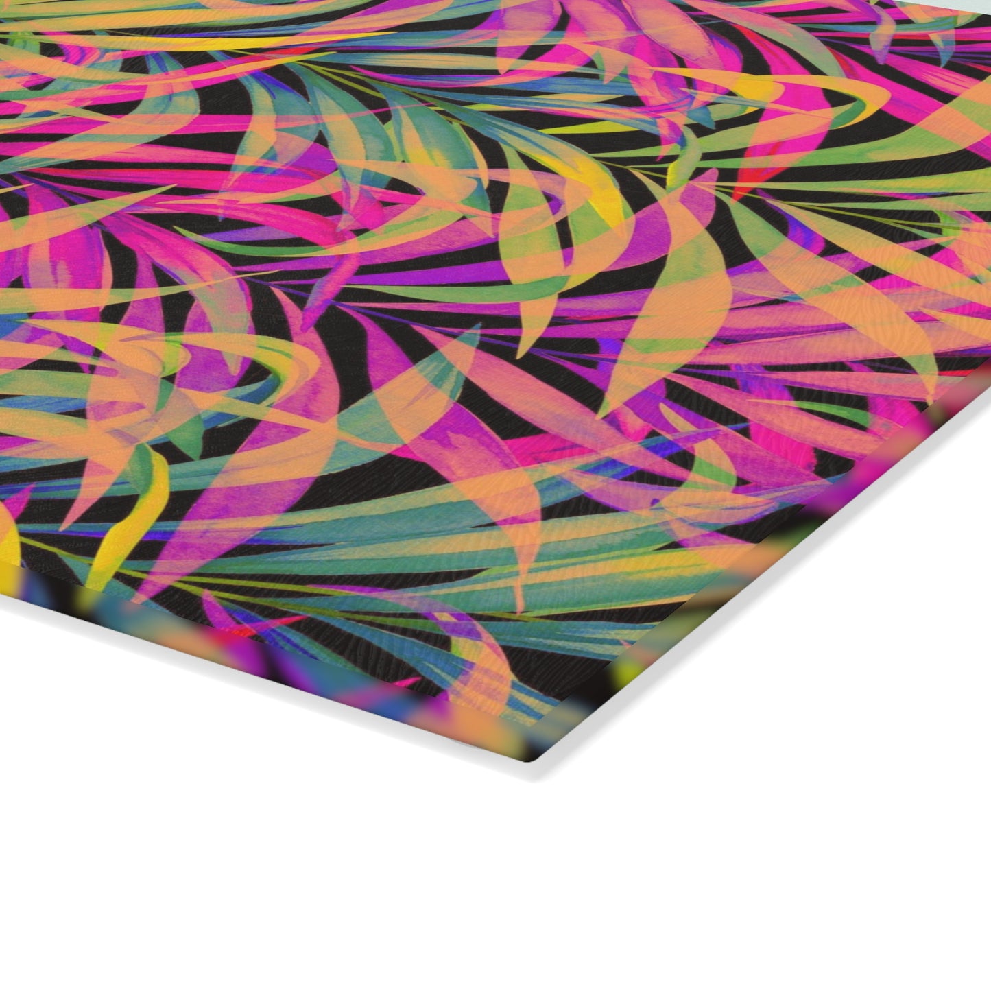 Glass Cutting Board, 2 sizes - Rainbow Fronds