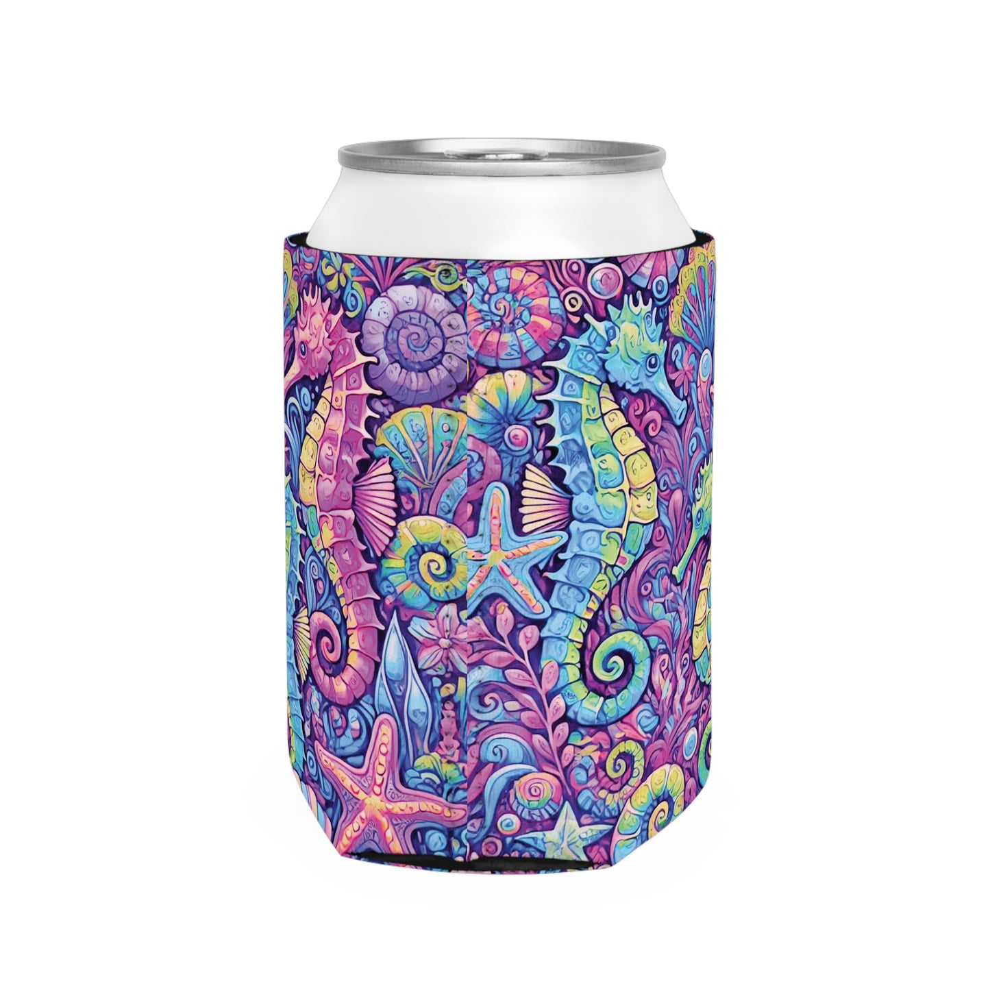 Seahorse Trio/Fantasy Pop Can Cooler Sleeve - Perfect for Outdoor Picnics