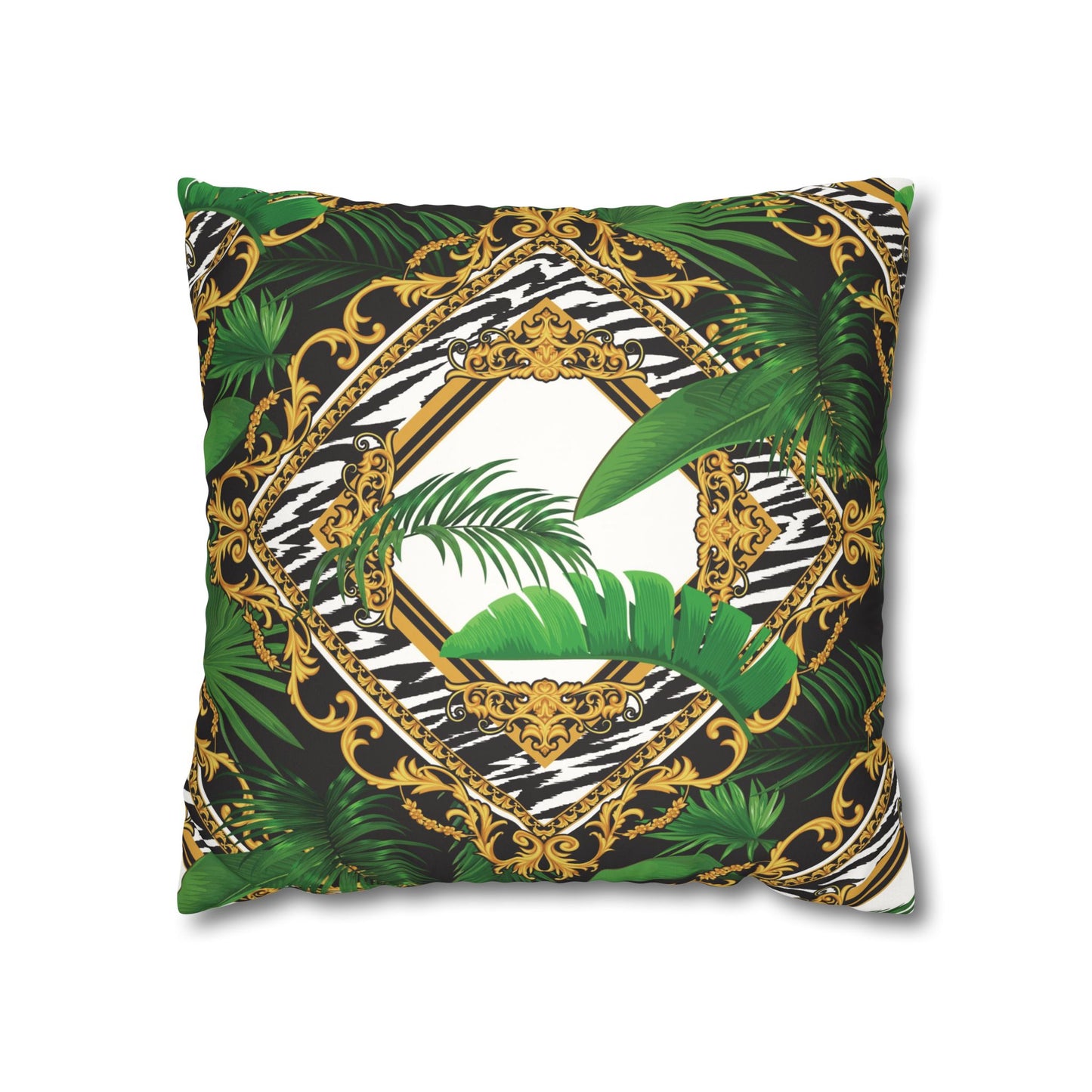 Faux Suede Square Pillowcase - Jungle Luxe White