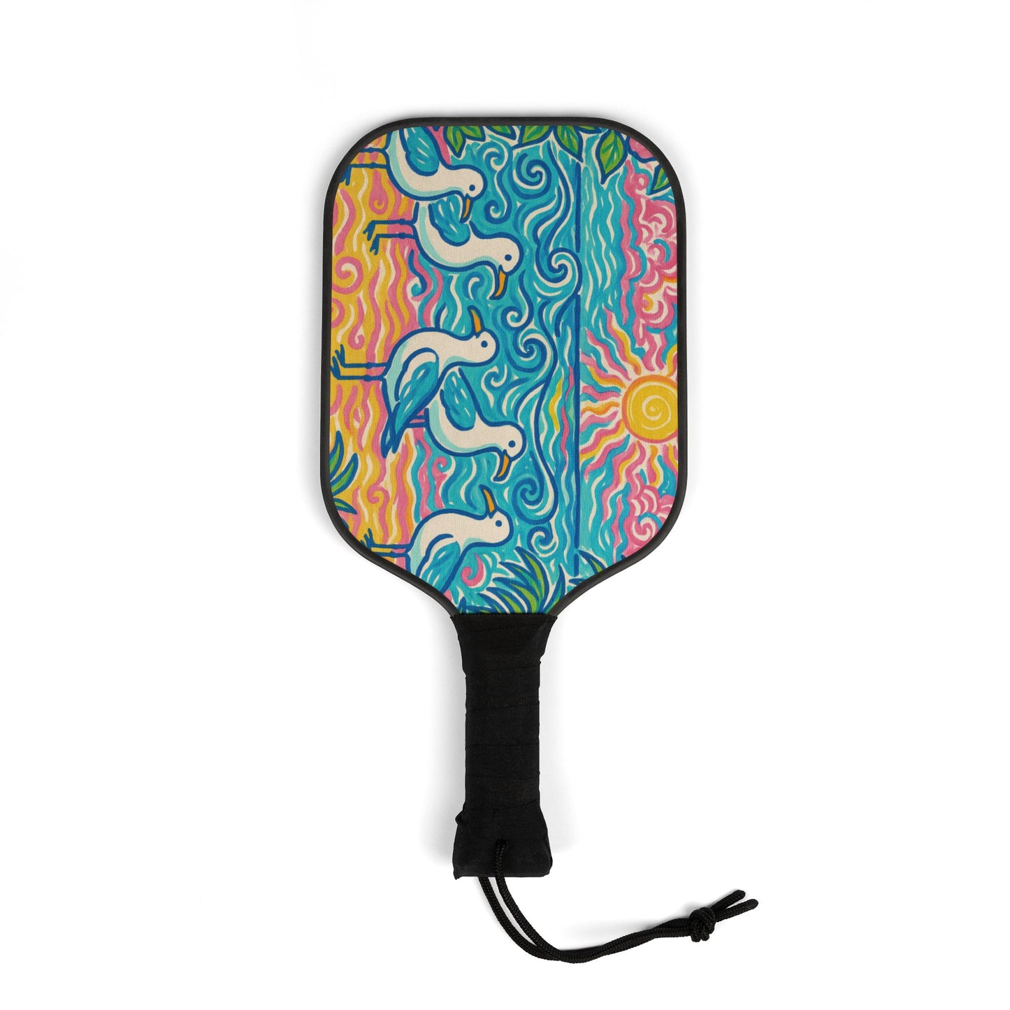 Tropical Pickleball Kit - Coastal Vibe Paddles & Balls Set / Beach Seagulls