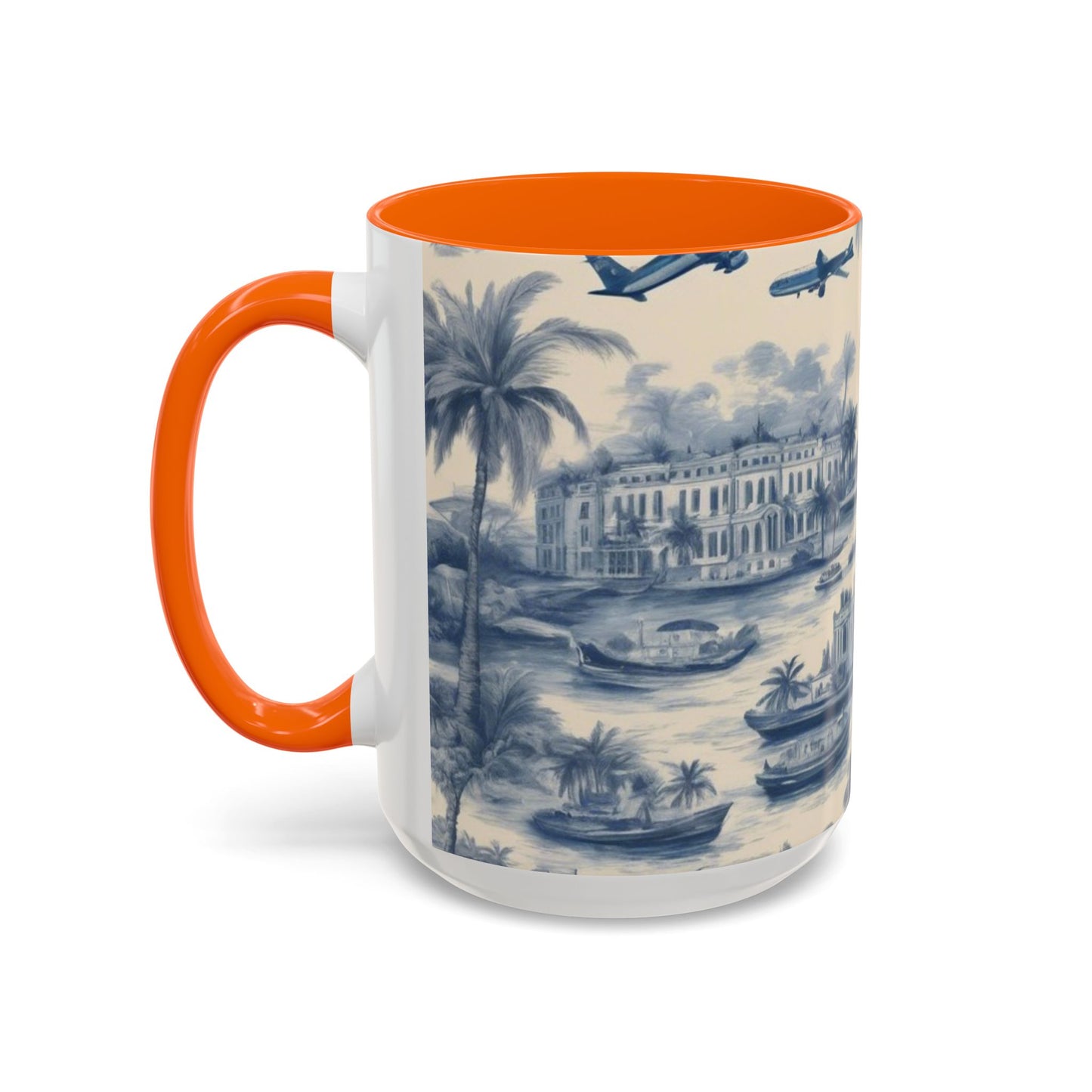 Accent Coffee Mug (11, 15oz), Tropical Travel Toile, Various Colors