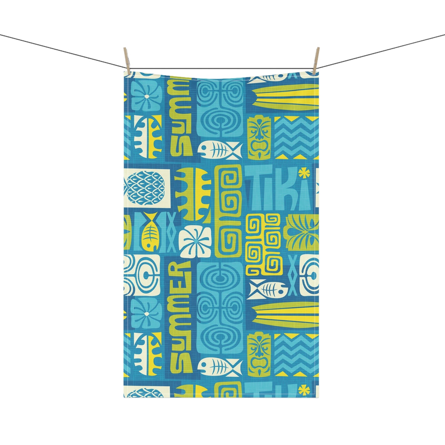 Tea Towels (cotton, poly) - Tiki Poster Blue