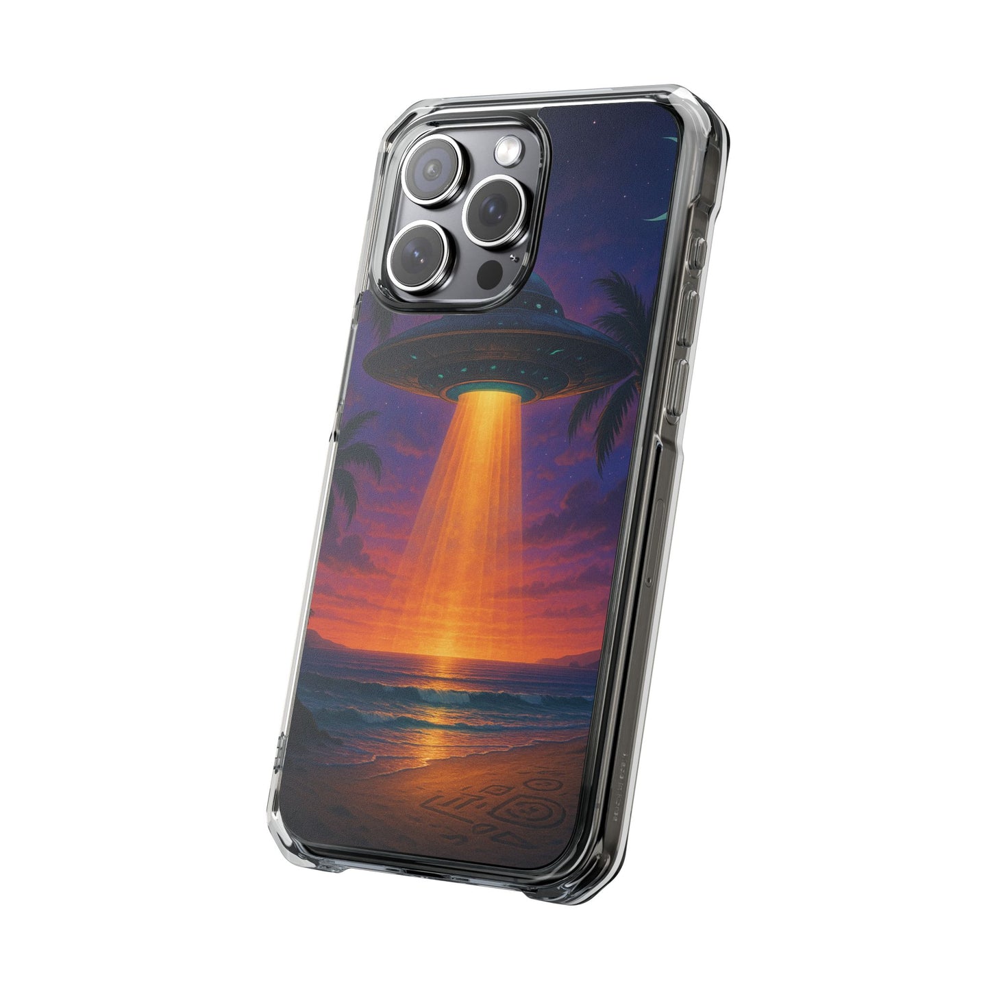 Beach UFO at Night Magnetic Clear Phone Case, Many Models