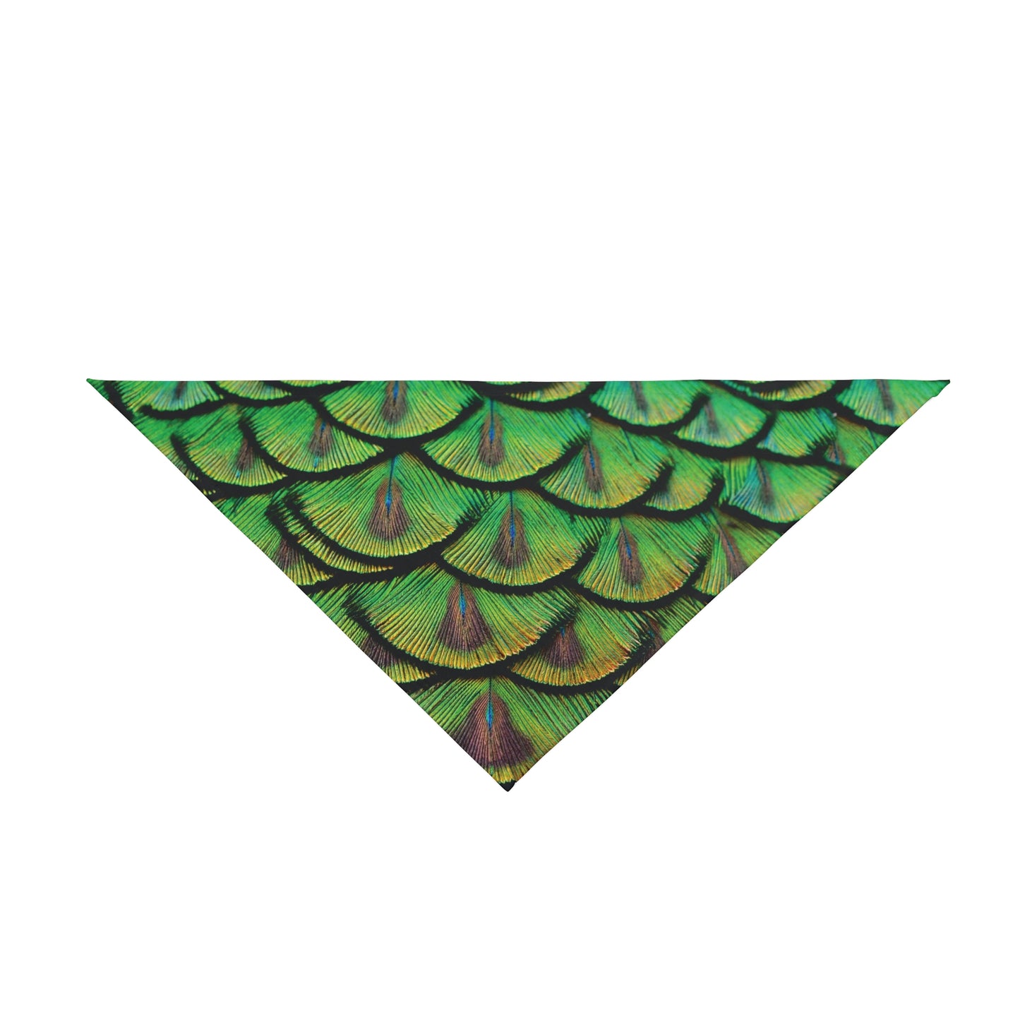 Brilliant Green Peacock Feathers Tropical Pet Bandana, 2 Sizes - Stylish accessory for dogs & cats