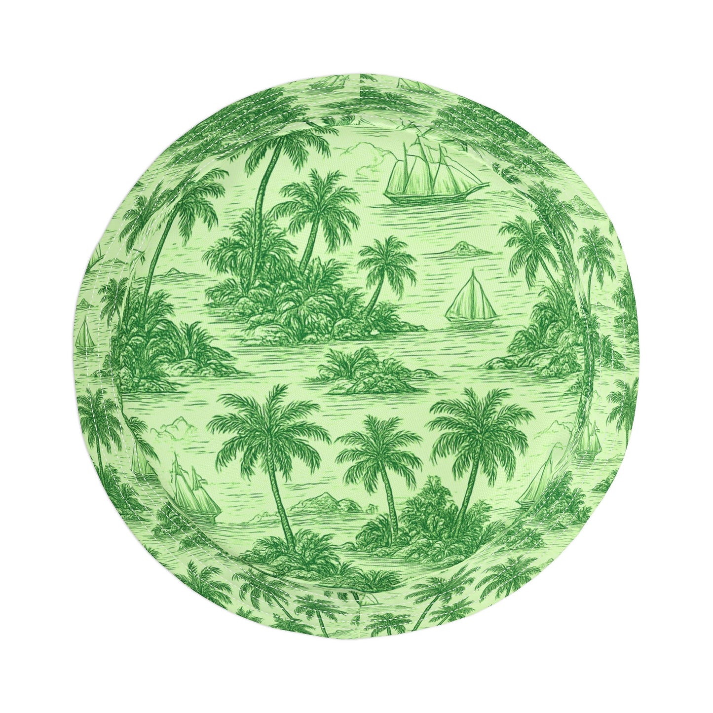 Tropical Polyester Bucket Hat, 2 Sizes - Faraway Toile, Green