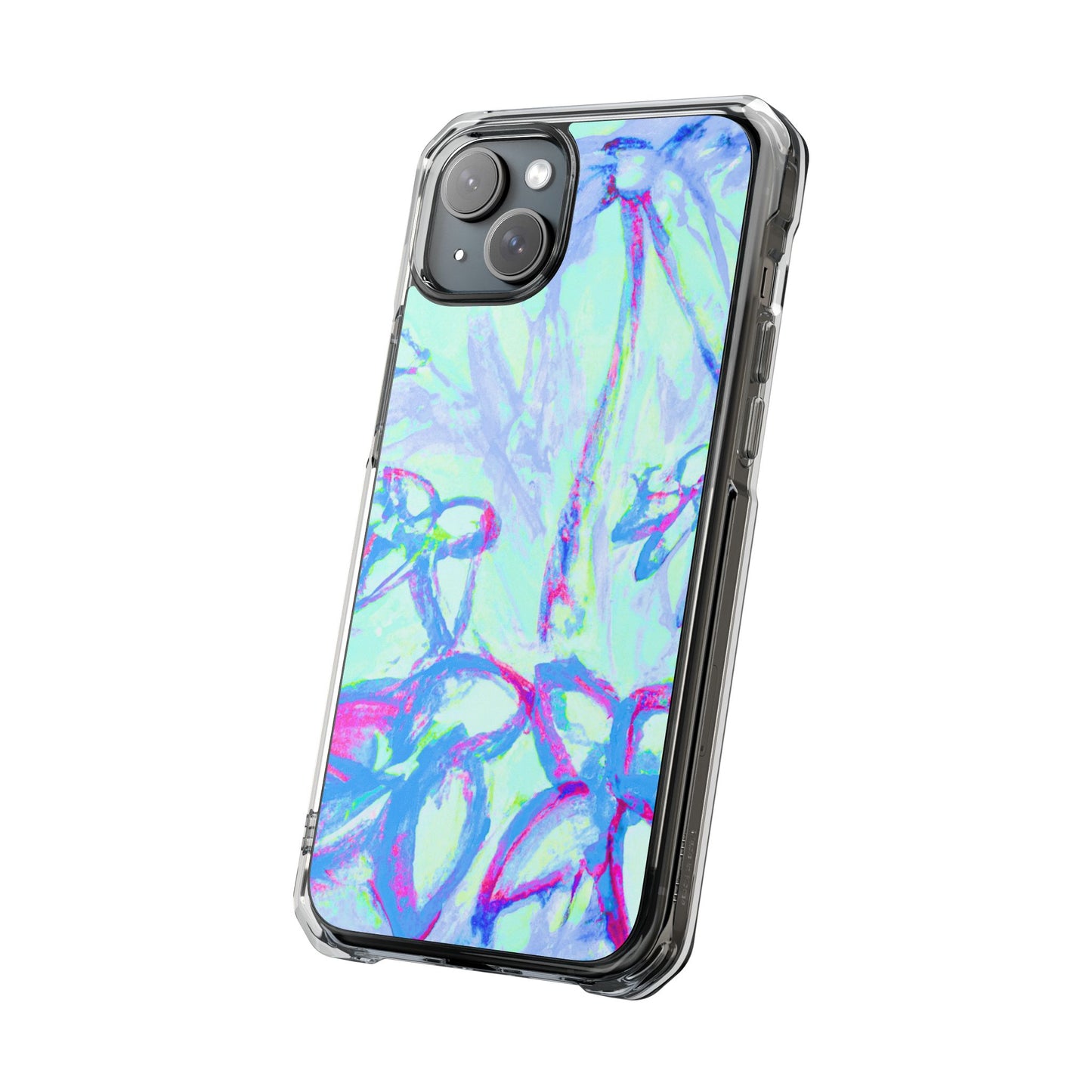 Tropical Doodles/Blue Magnetic Clear Phone Case, Many Models