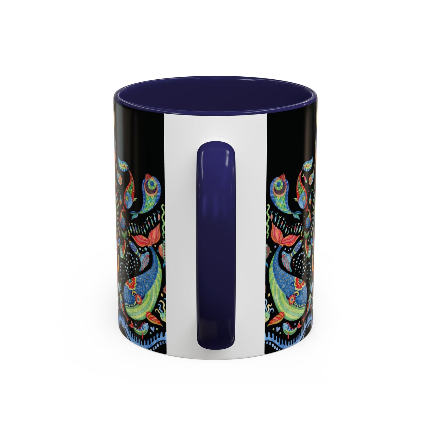 Mermaid Kingdom/Black, Coffee Mug, 8 Colors - Fun Tropical Drinkware for Beach Vibes