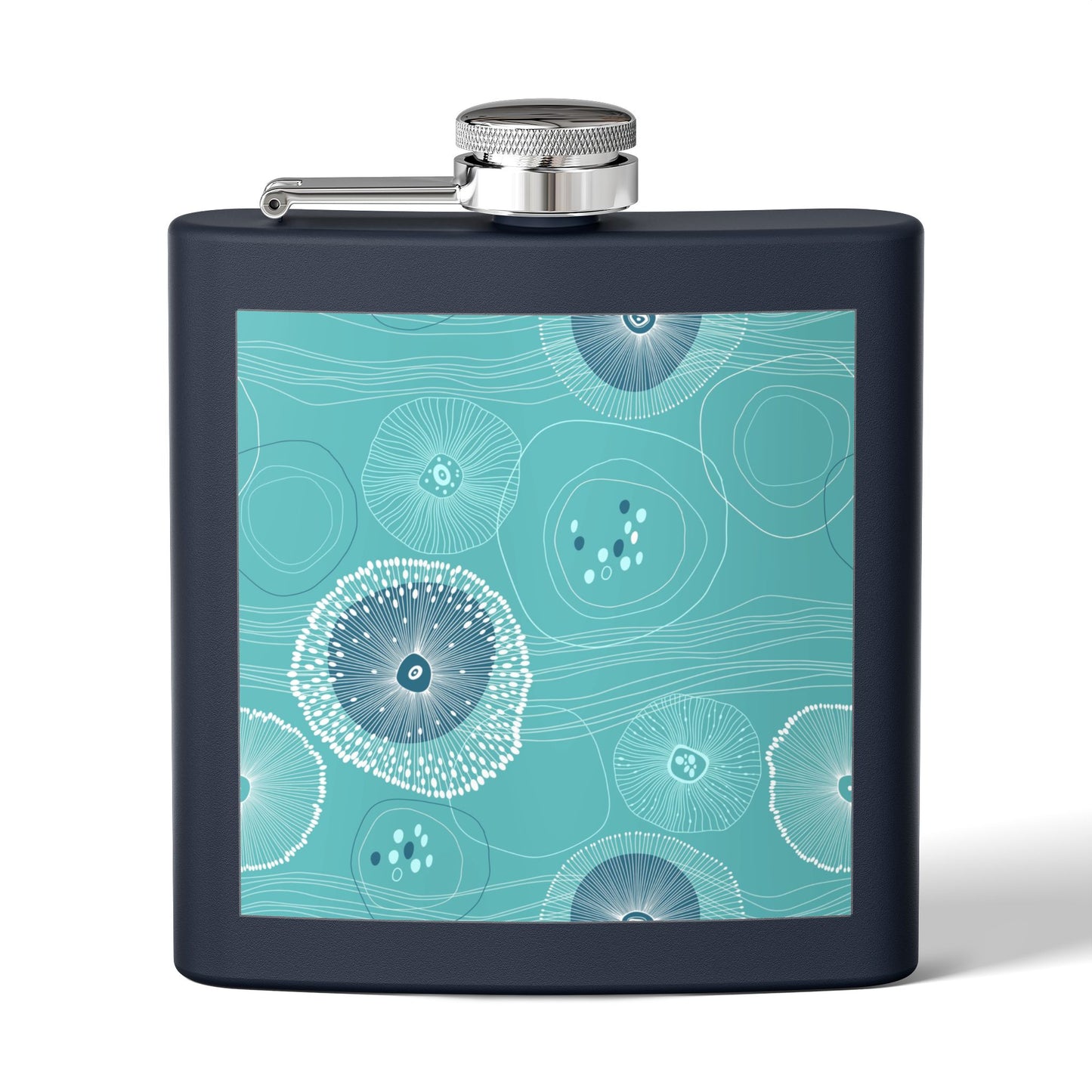 Tropical Stainless Steel 6 oz. Flask, Many Colors  – Plankton Drift, Teal