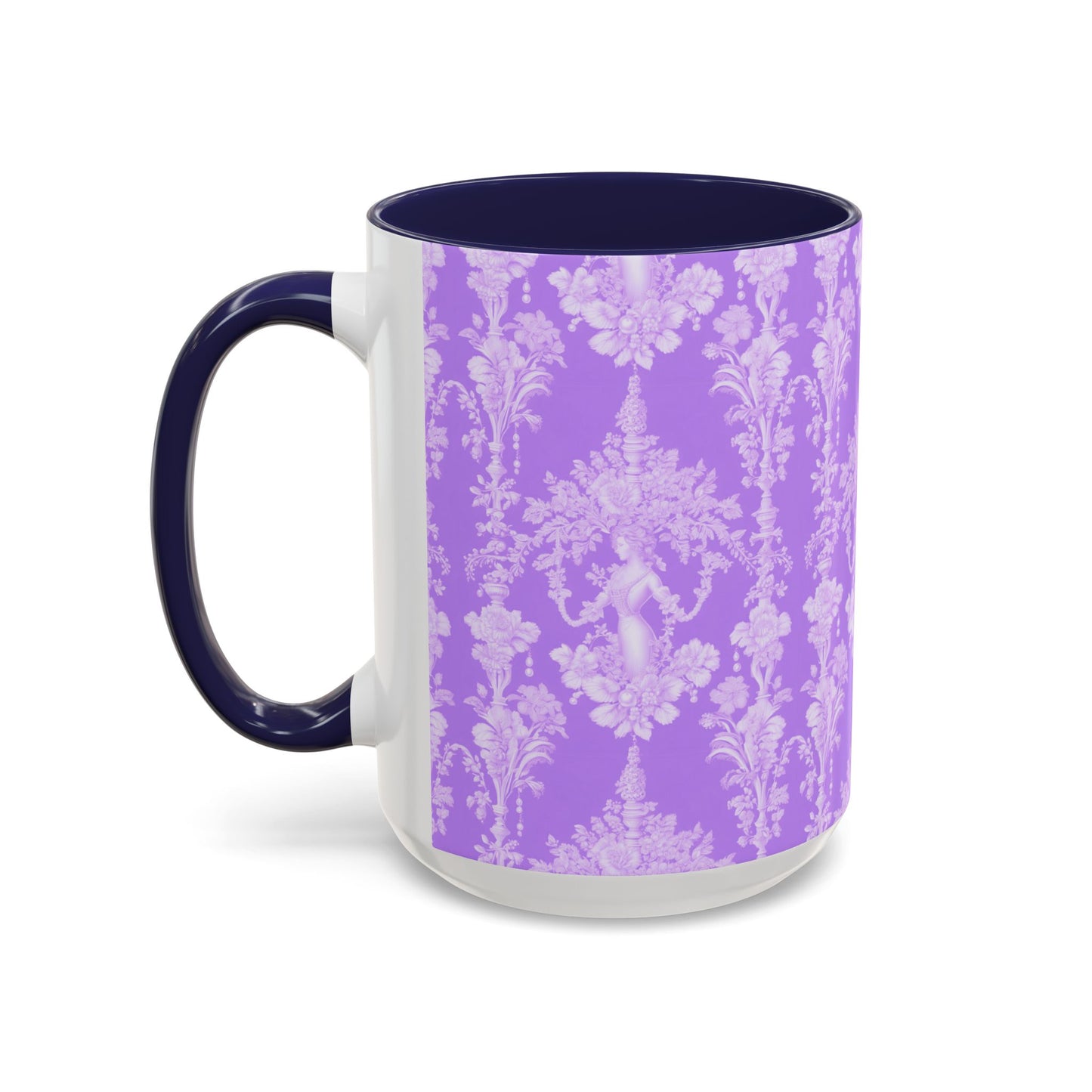 Accent Coffee Mug (11, 15oz), Pearl Lady Toile/Lavender Repeat, Various Colors