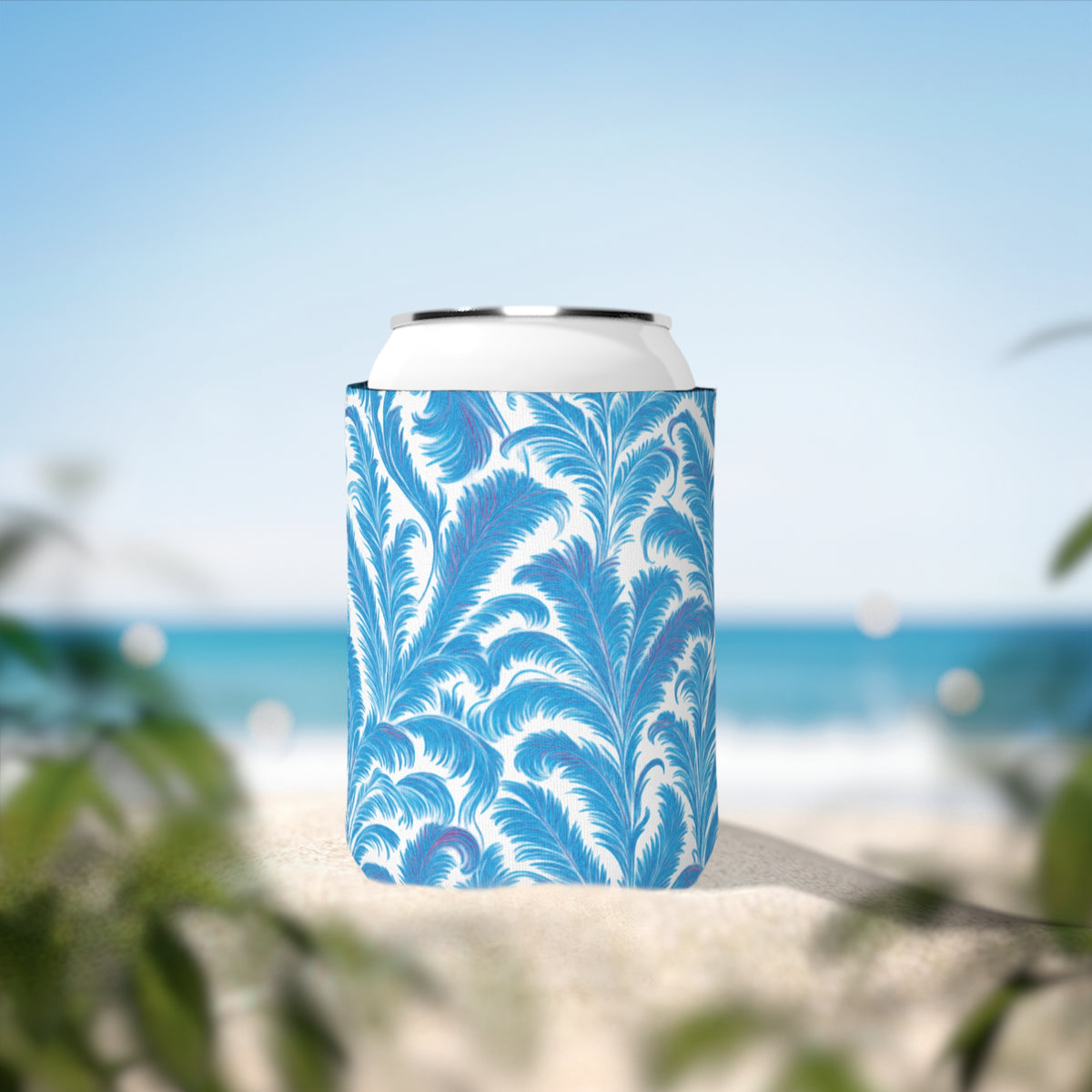 Rocco Blues/White Can Cooler Sleeve - Perfect for Outdoor Picnics