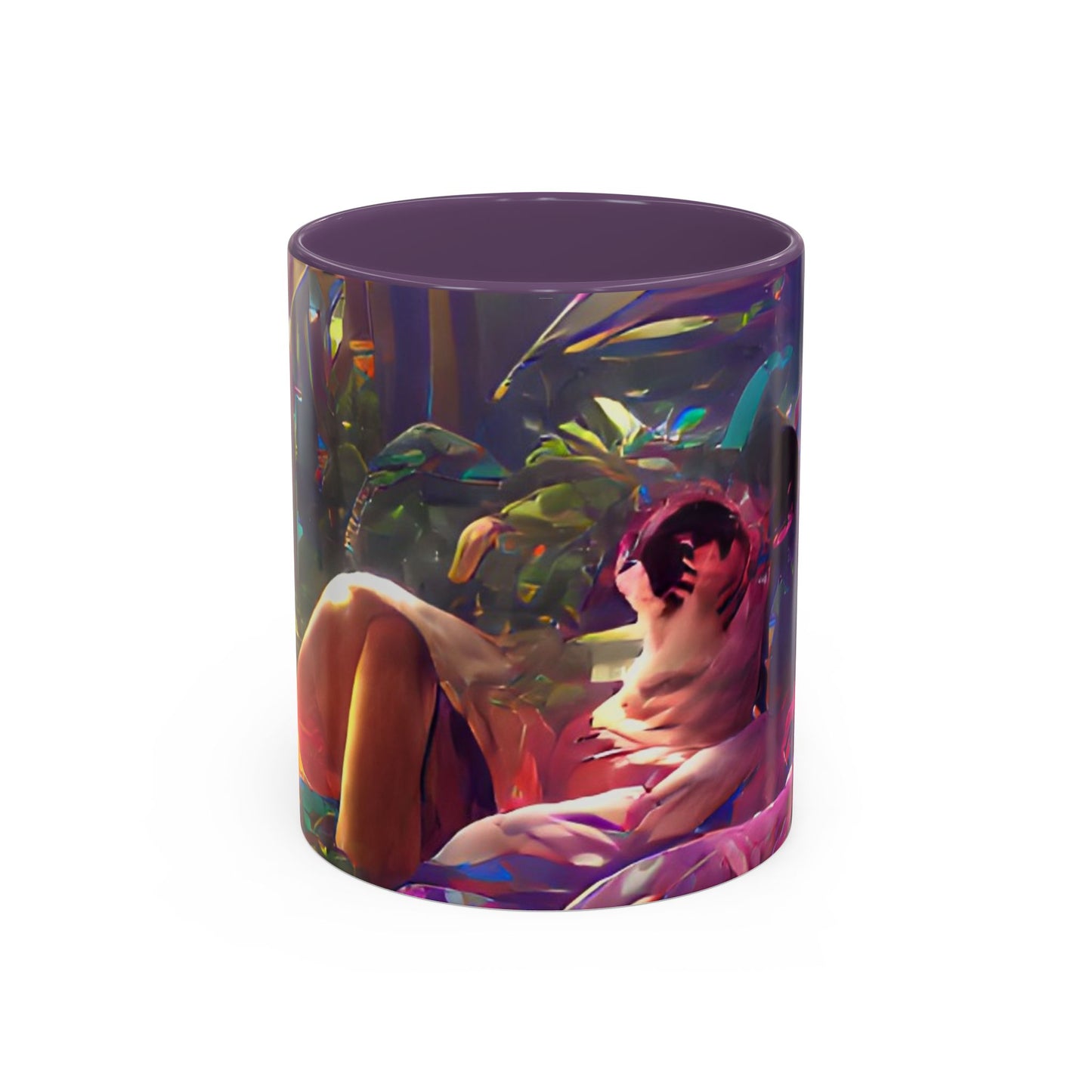 Accent Coffee Mug (11, 15oz) - Midnight Kiss in Tropical Garden