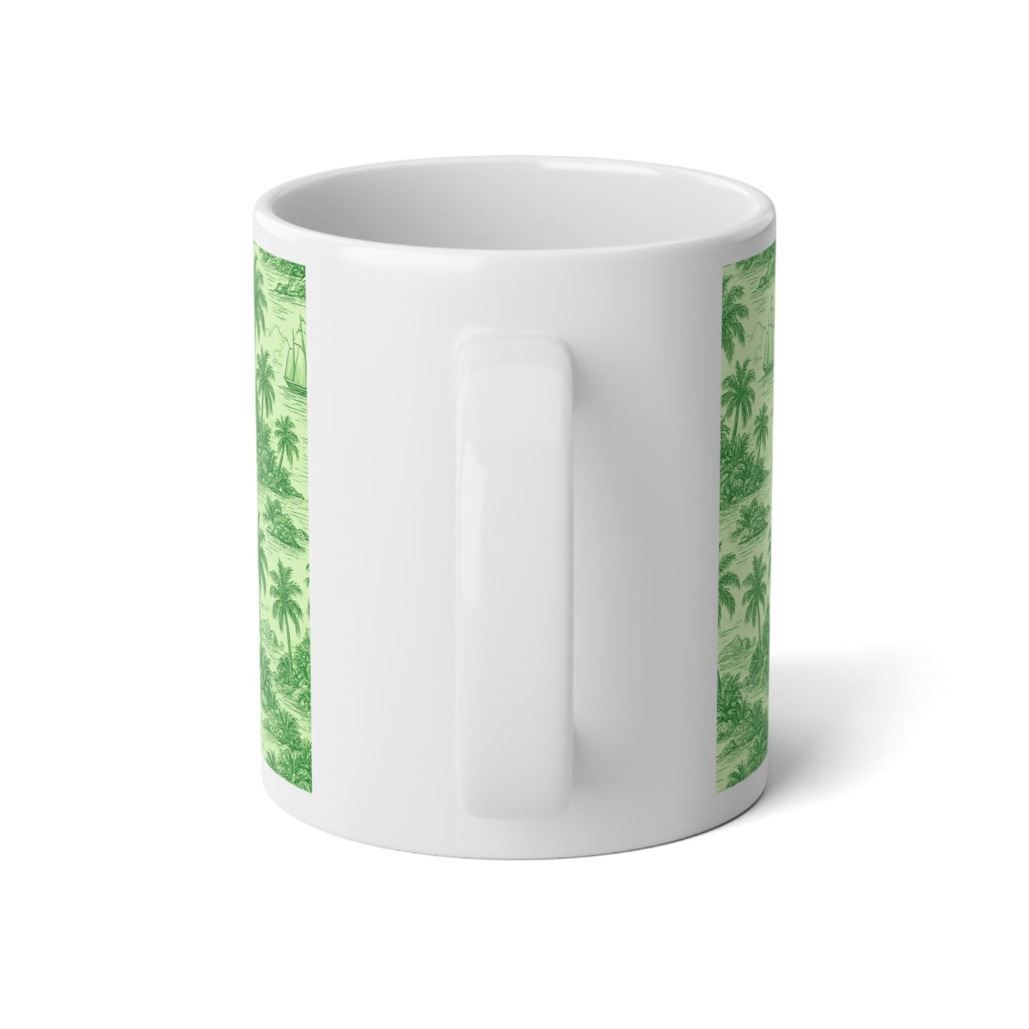 Jumbo Mug, 20oz, Faraway Toile Green | Tropical Coffee Cup