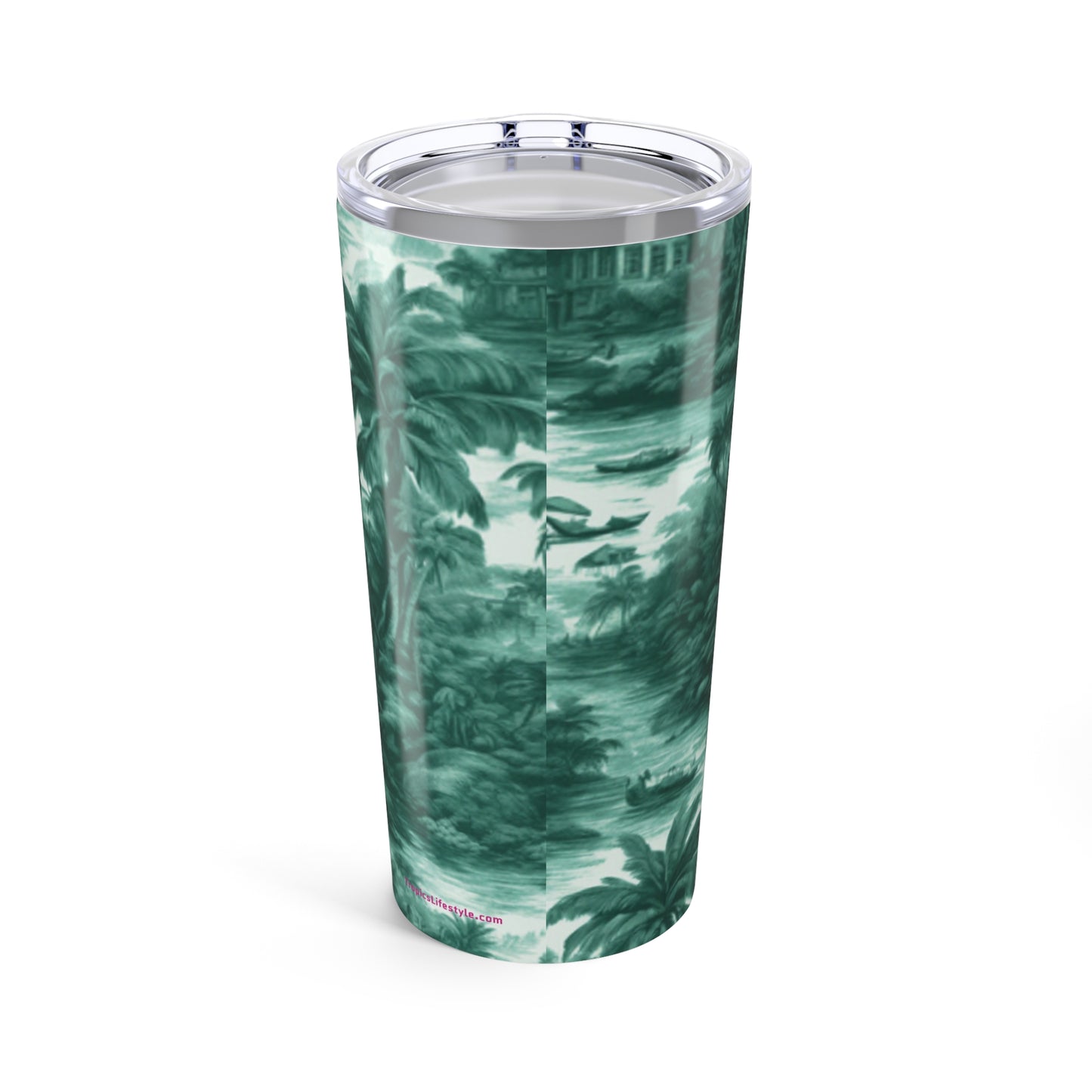 20oz Tropical Glossy Tumbler -Tropical Toile, Evergreen
