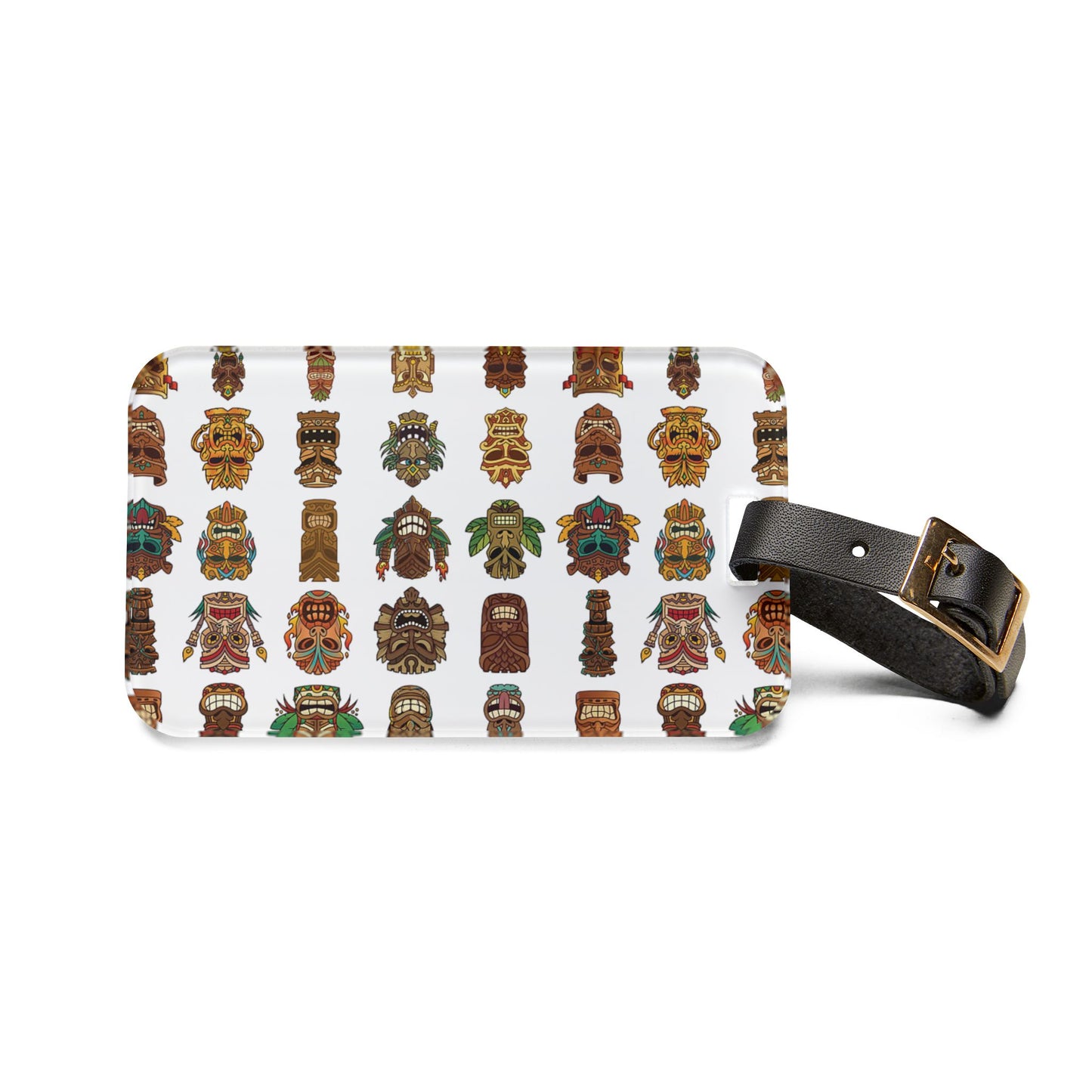 Luggage Tag - Tiny Tiki Dudes, White