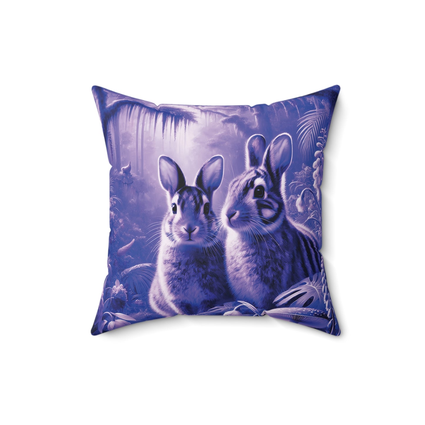 Decorative Pillow - Accent Cushion, 4 Sizes /Tropical Sumatran Rabbits/Amethyst
