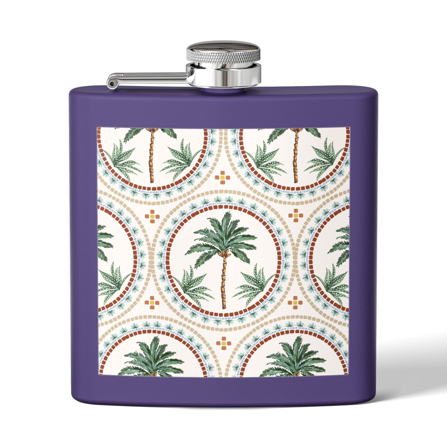 Tropical Stainless Steel 6 oz. Flask, Many Colors  – Mosaic Palms