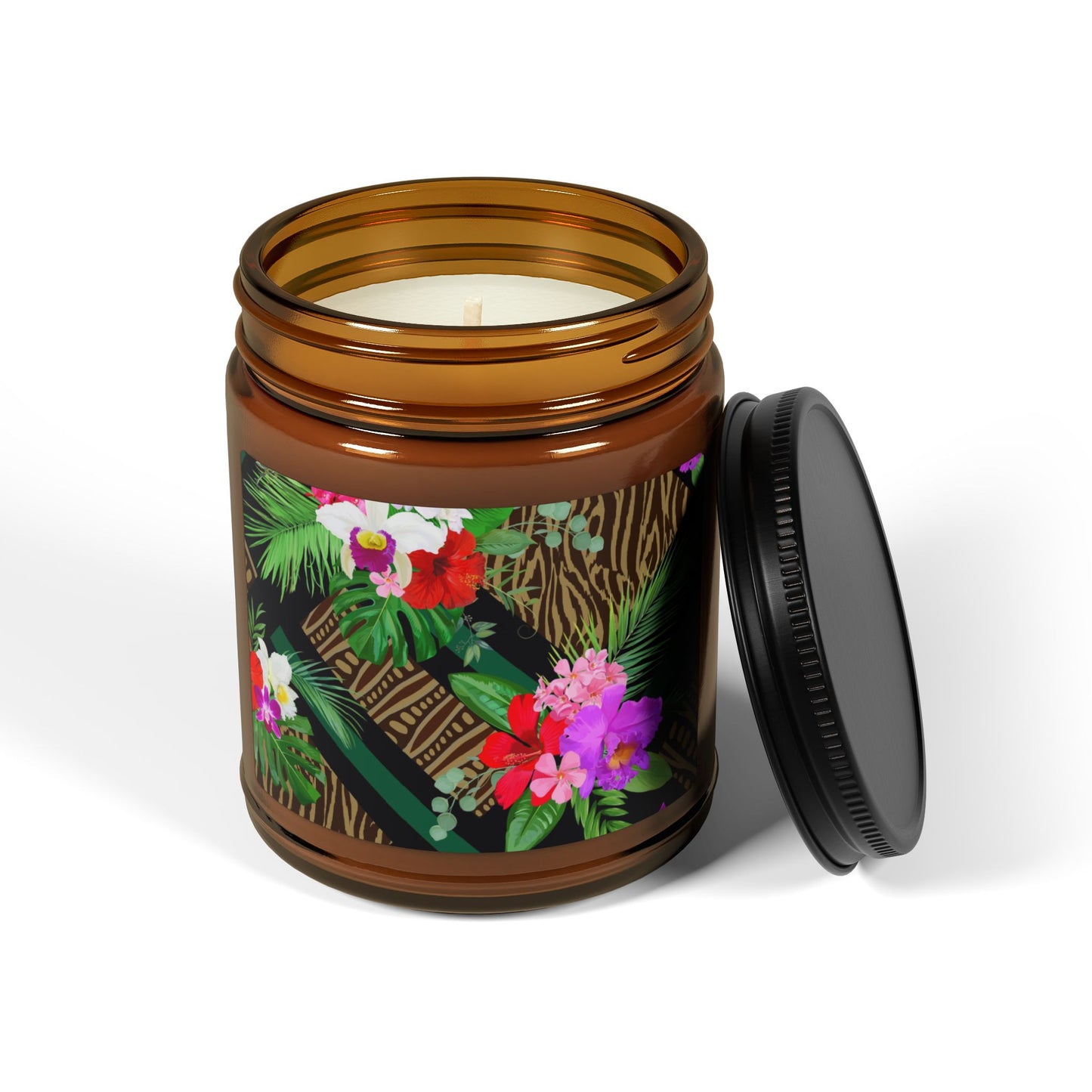 Scented Soy Candle (Multi-Size, Amber Jar) - Tiki Orchids