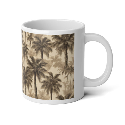 Jumbo Mug, 20oz, Lisa's Fluffy Palms | Tropical Coffee Cup, Gift for Beach Lovers