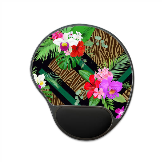 Mouse Pad With Wrist Rest, Tiki Orchids