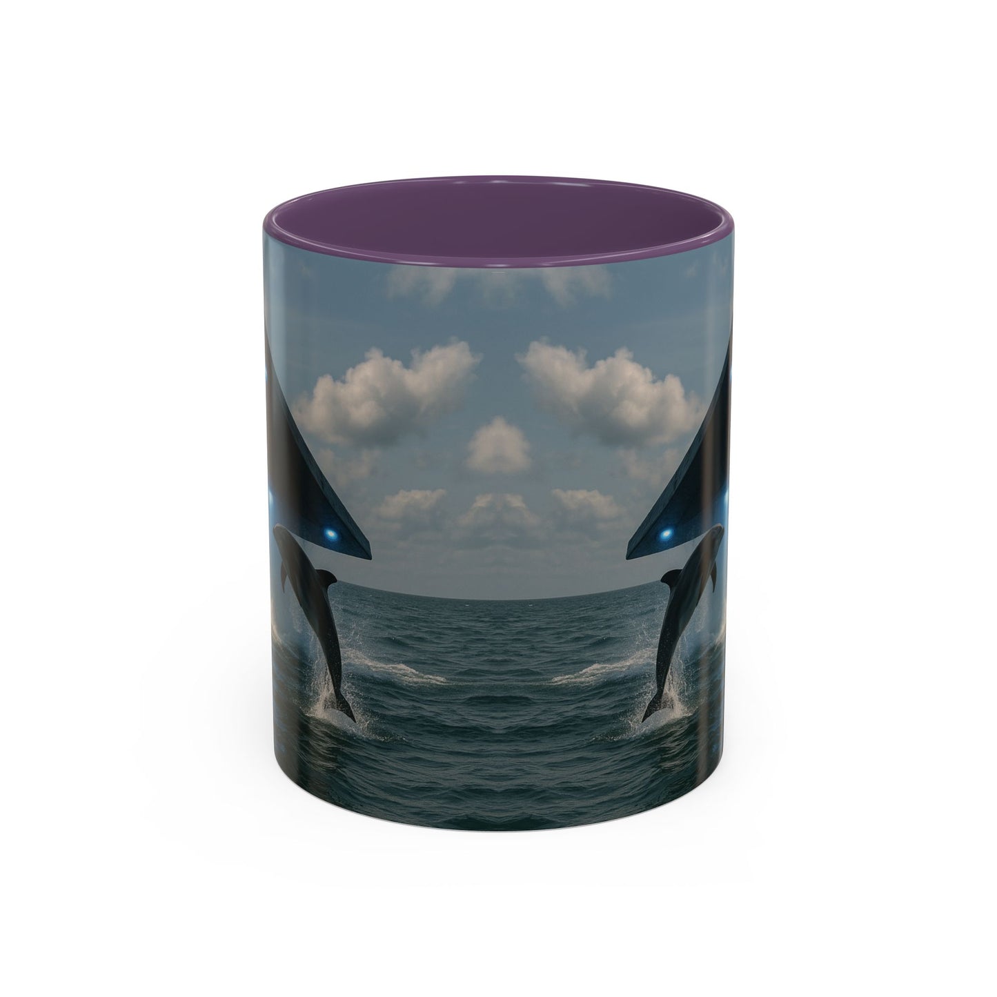 Accent Coffee Mug (11, 15oz), 8 Colors - UFO and Dolphin