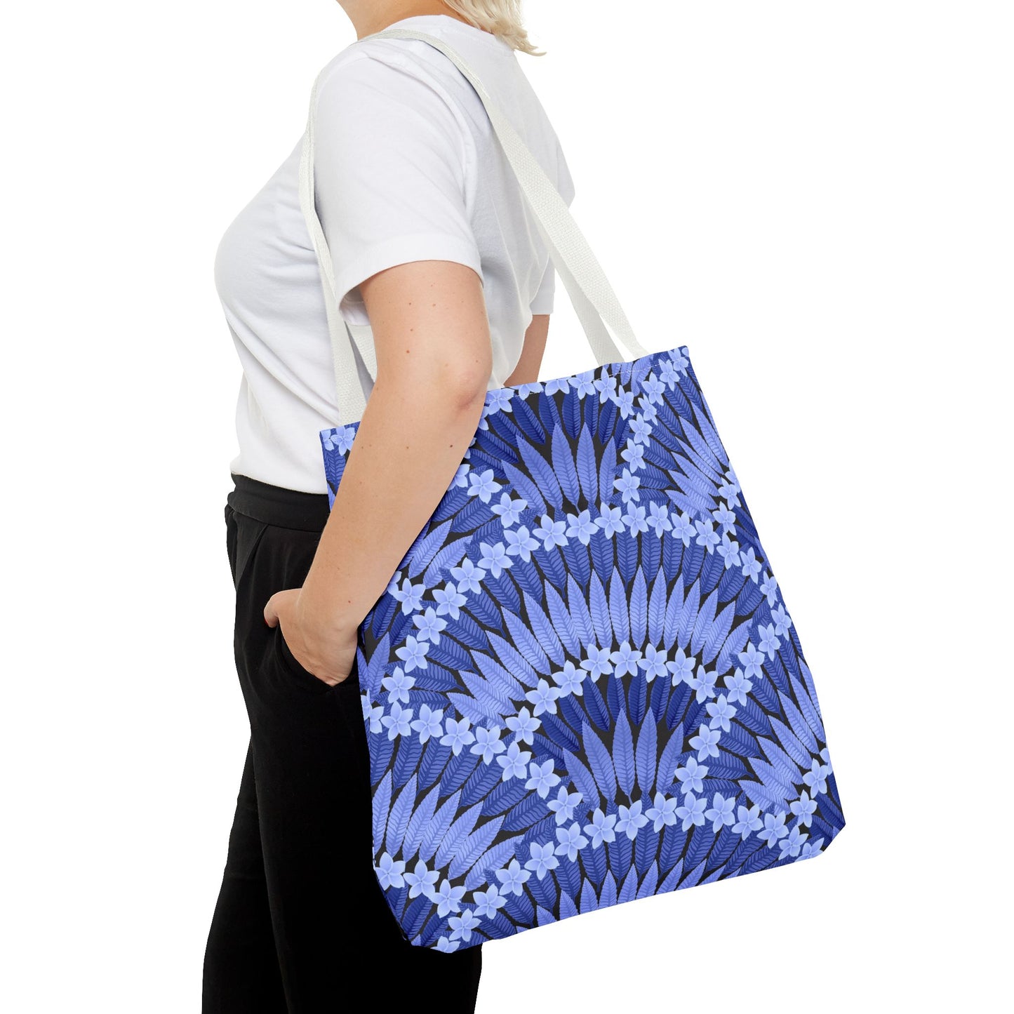 Plumeria and Palms Blue Tote Bag - 3 Sizes