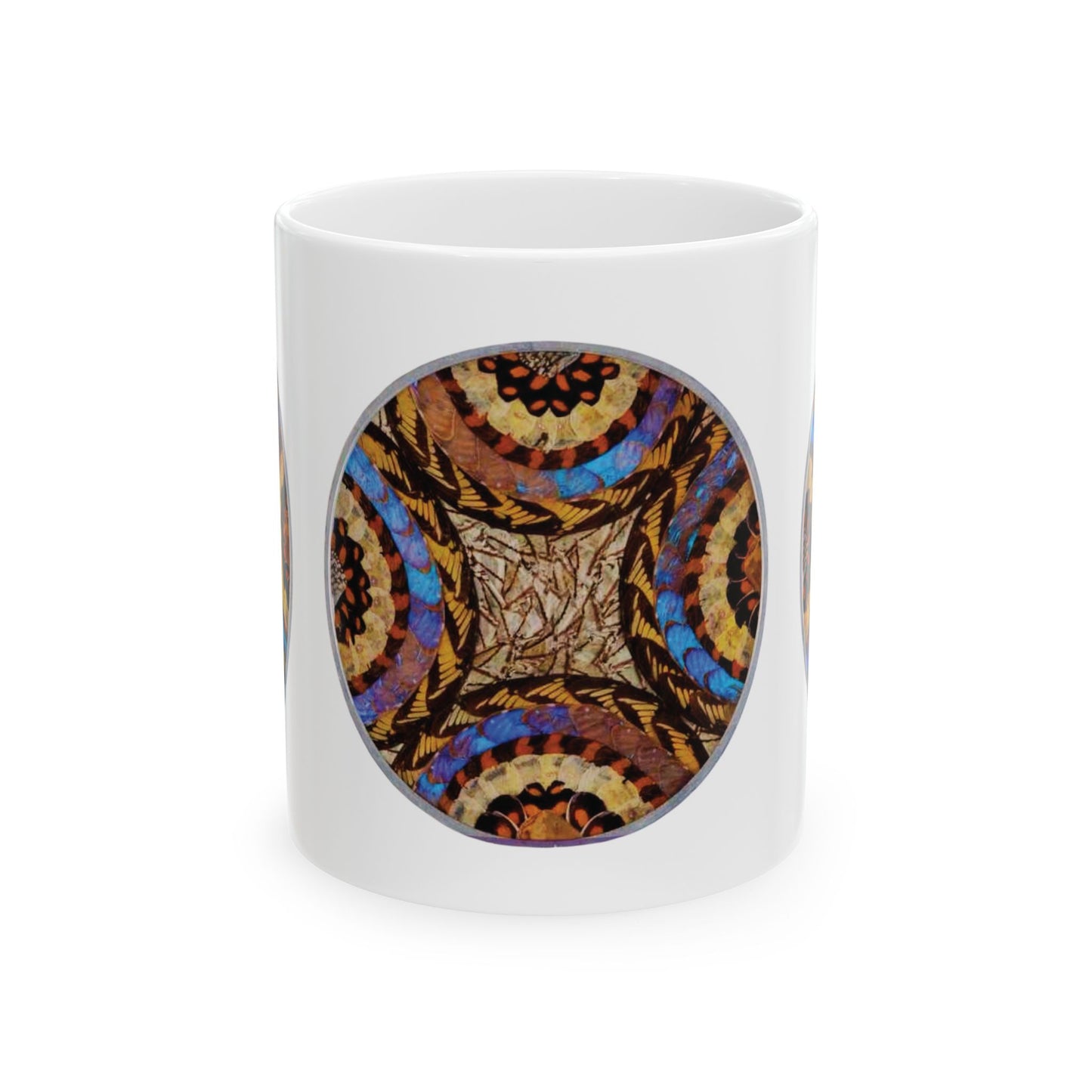 Ceramic White Mug - 11oz & 15oz, Real Butterfly Wing Plate #3