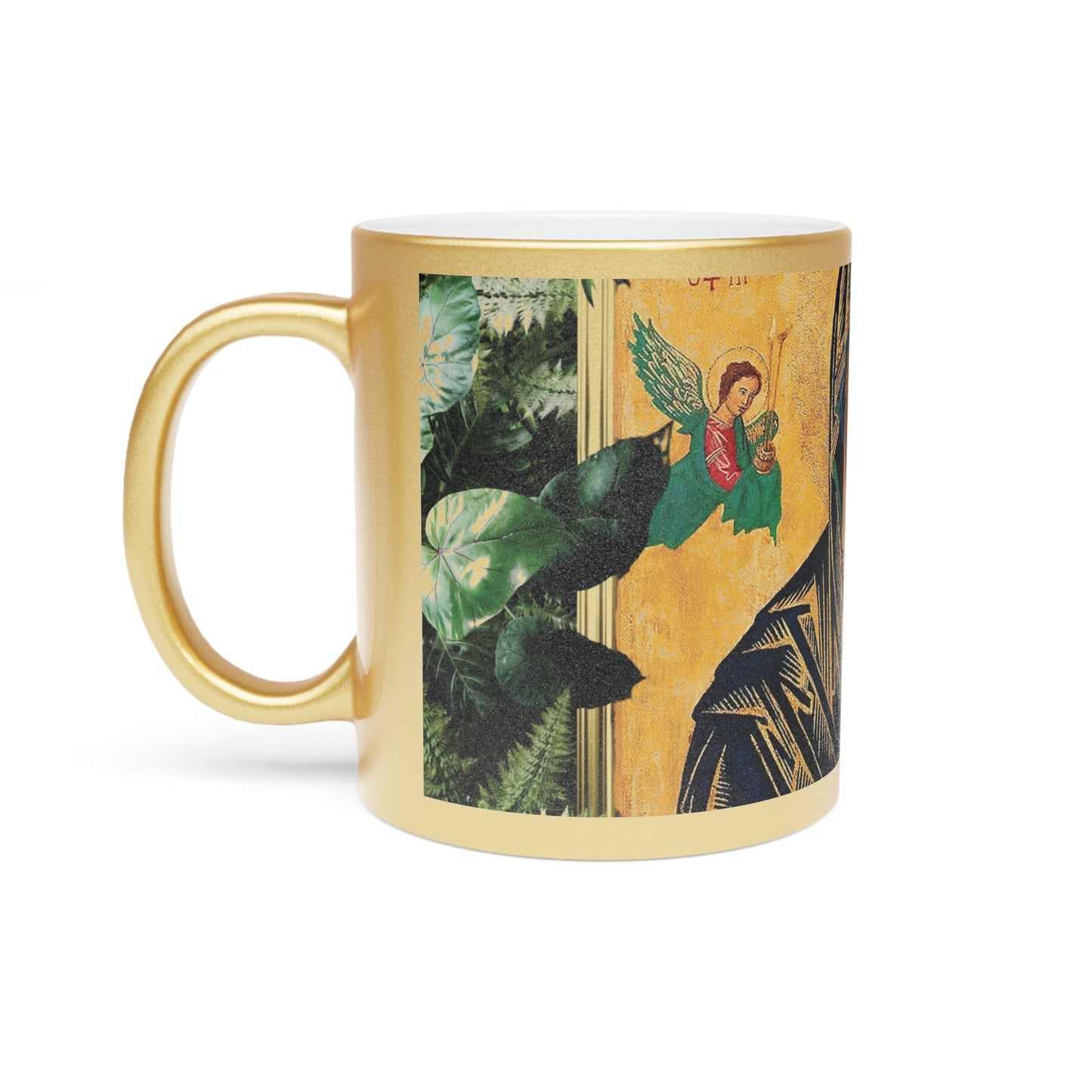 Religious Metallic Mug, Gold or Silver - MACRO "Tropical Our Lady of Perpetual Help"