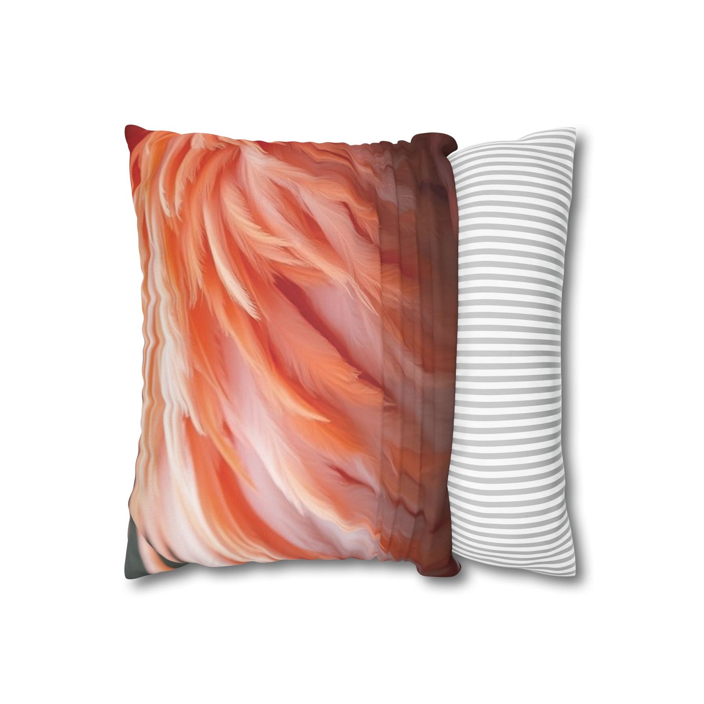 Faux Suede Square Pillowcase - Flamingo Feathers