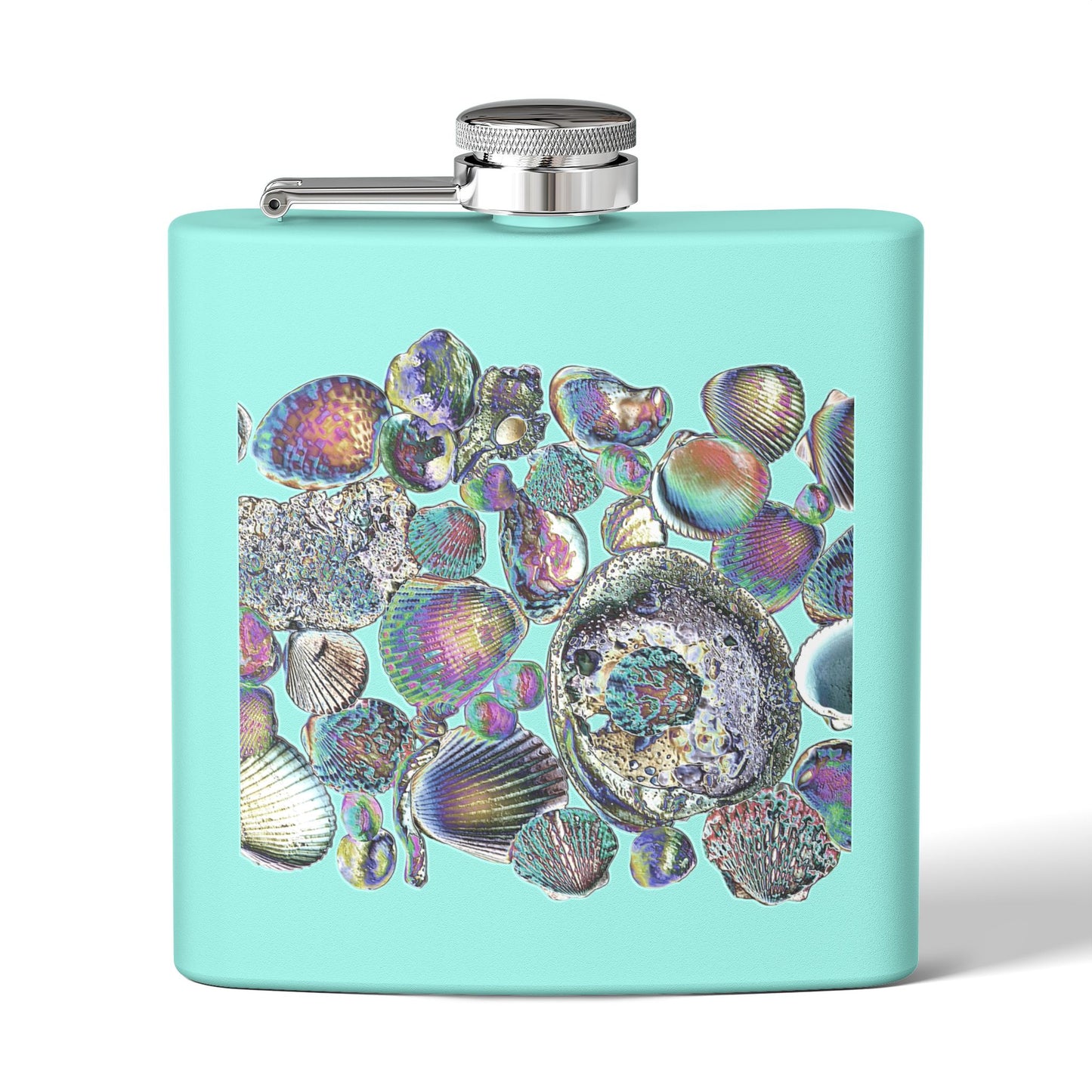 Tropical Stainless Steel 6 oz. Flask, Many Colors  – Heatwave Seashell Collection