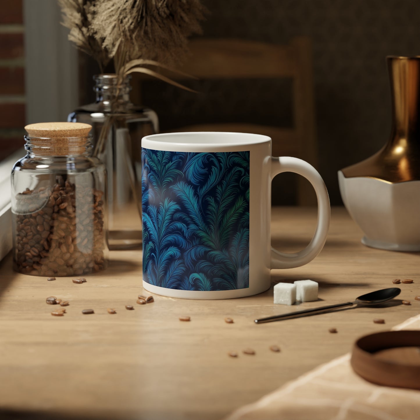 Jumbo Mug, 20oz, Rocco Palms Deep Ocean Blue | Tropical Coffee Cup