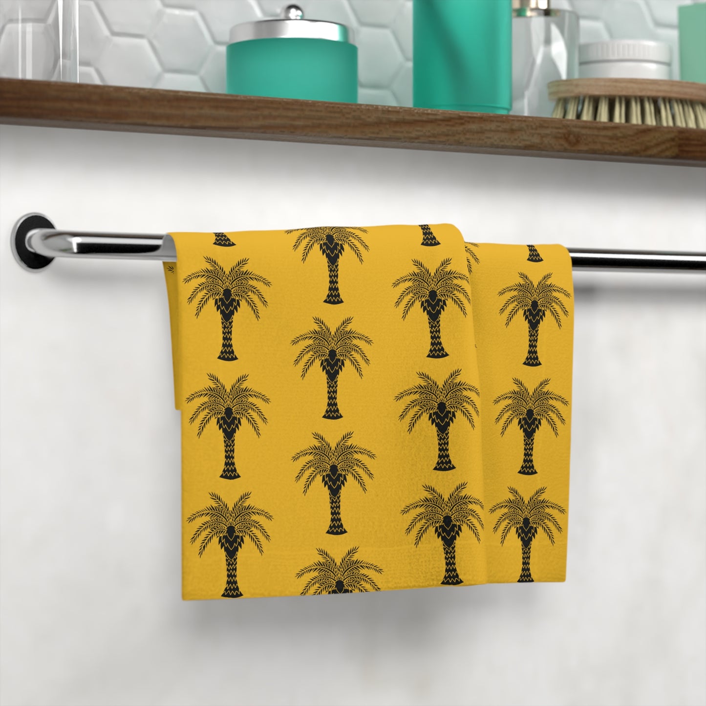 Face Towel - Stylized Palm yellow