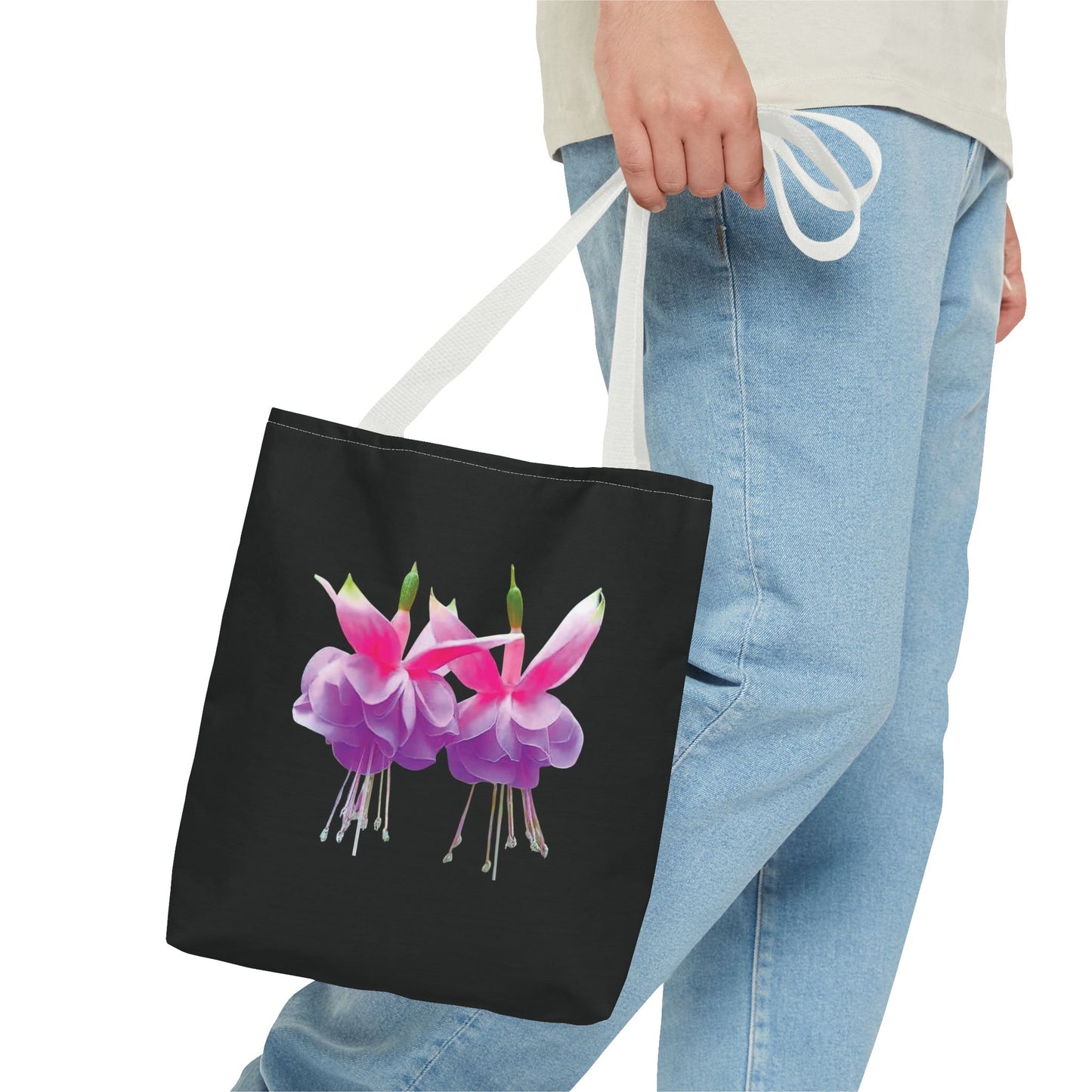 Tropical Real Two Fuchsias/Black Tote Bag - 3 Sizes