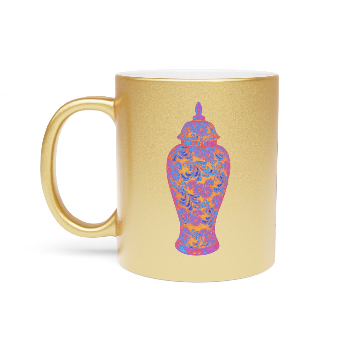 Colorful Tropical Design Metallic Mug, Gold or Silver - Heatwave Ginger Jar