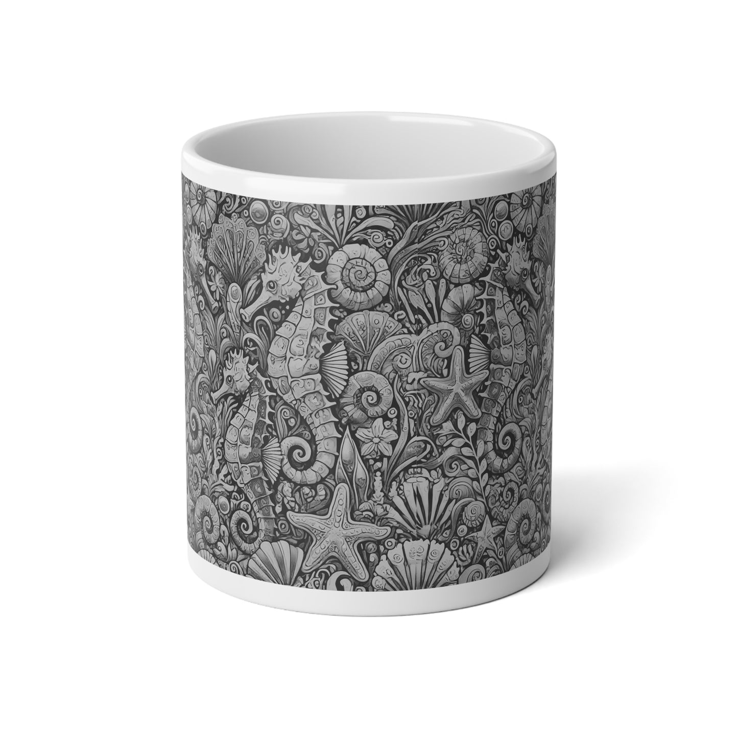 Jumbo Mug, 20oz, Seahorse Noir | Tropical Coffee Cup