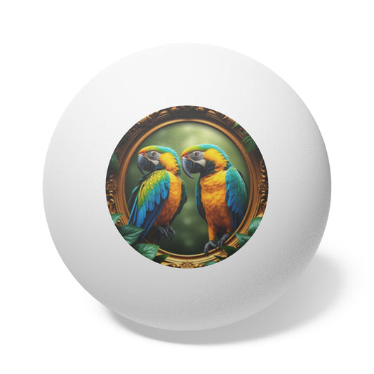 Tropical Paradise Ping Pong Balls - 6 Pack with Framed Macaw Parrots