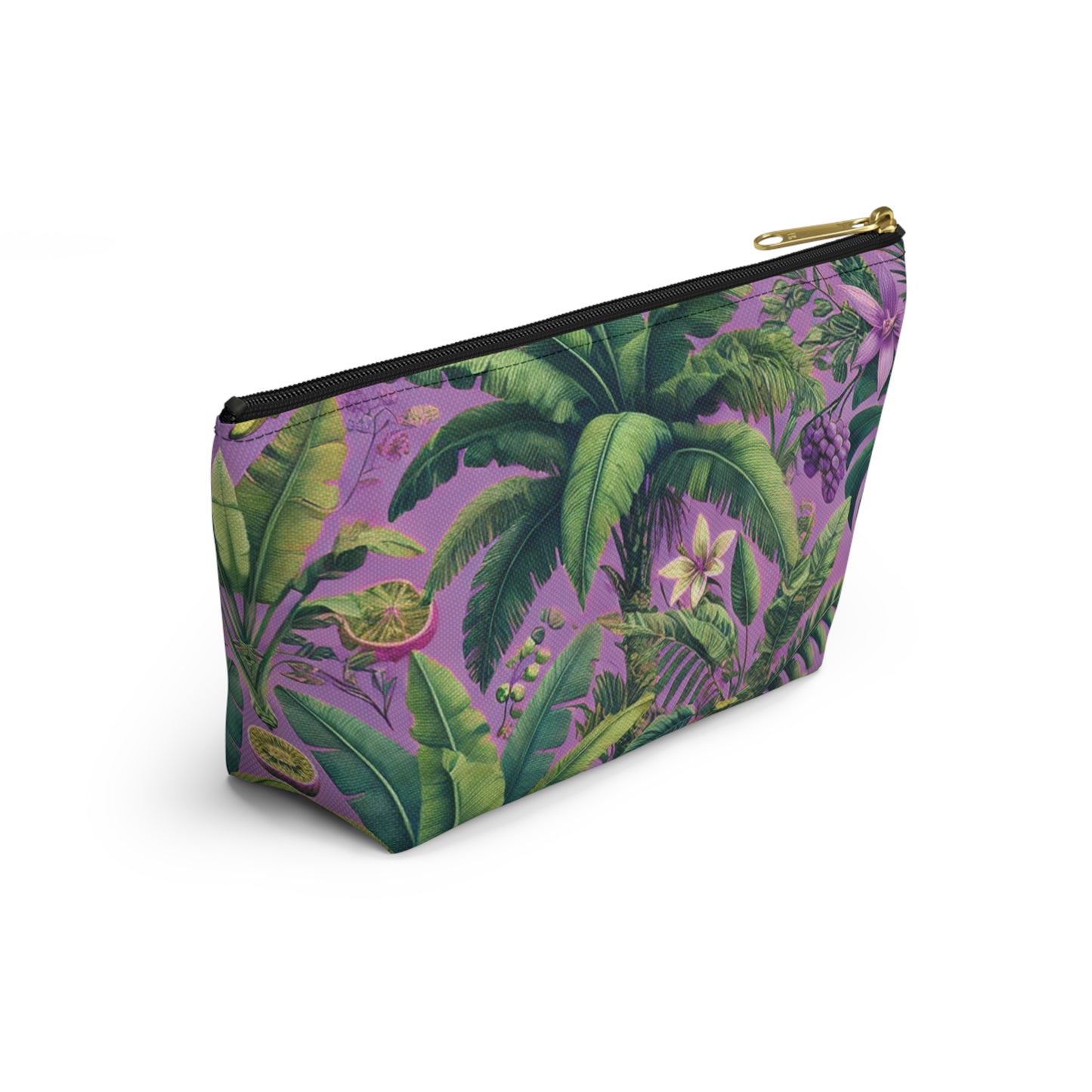 Tropical Accessory Pouch, 2 sizes | Makeup Bag | Perfect for Travel & Everyday Use / More Tropical Fruit, Deep Lilac