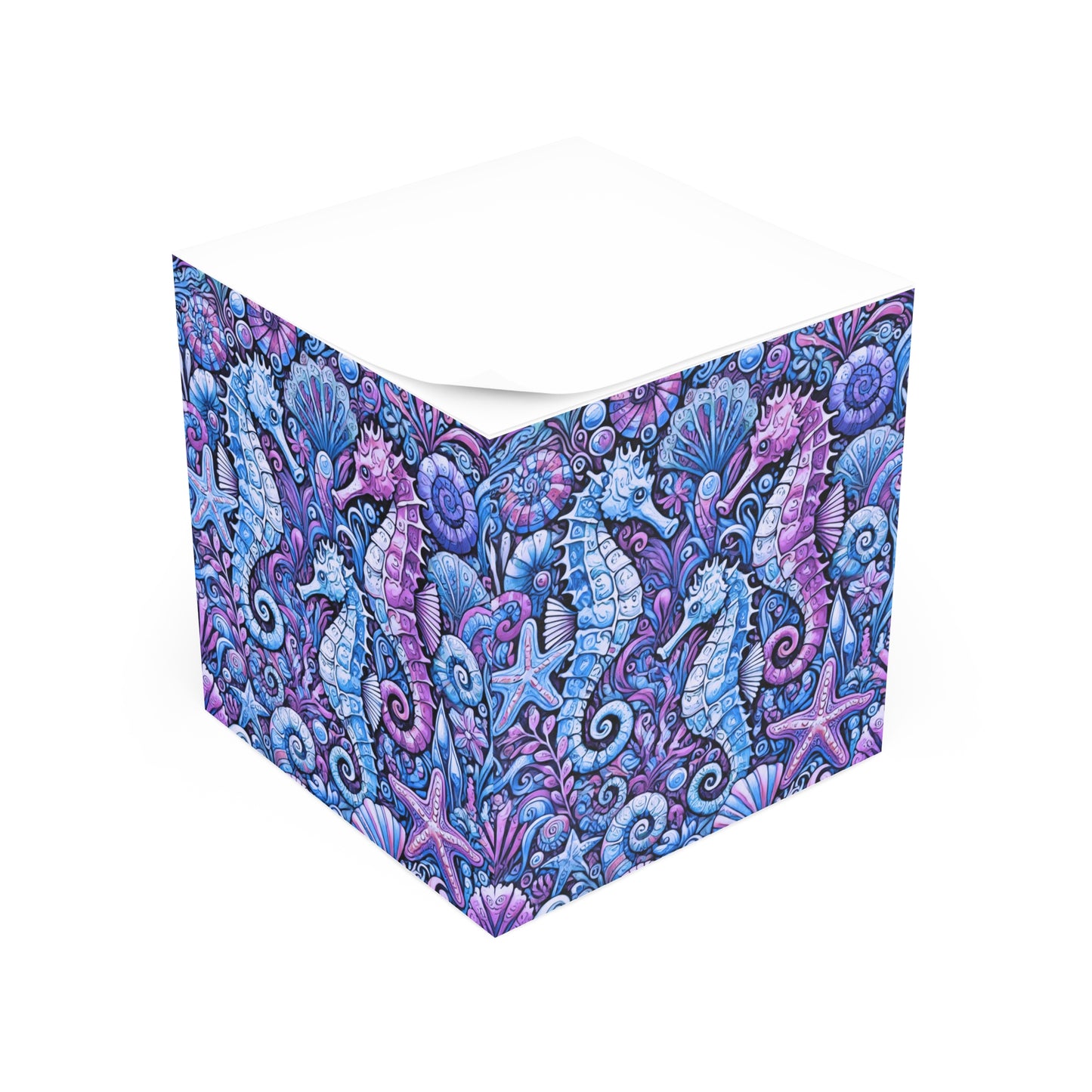 Note Cube - Seahorse Trio/Blue