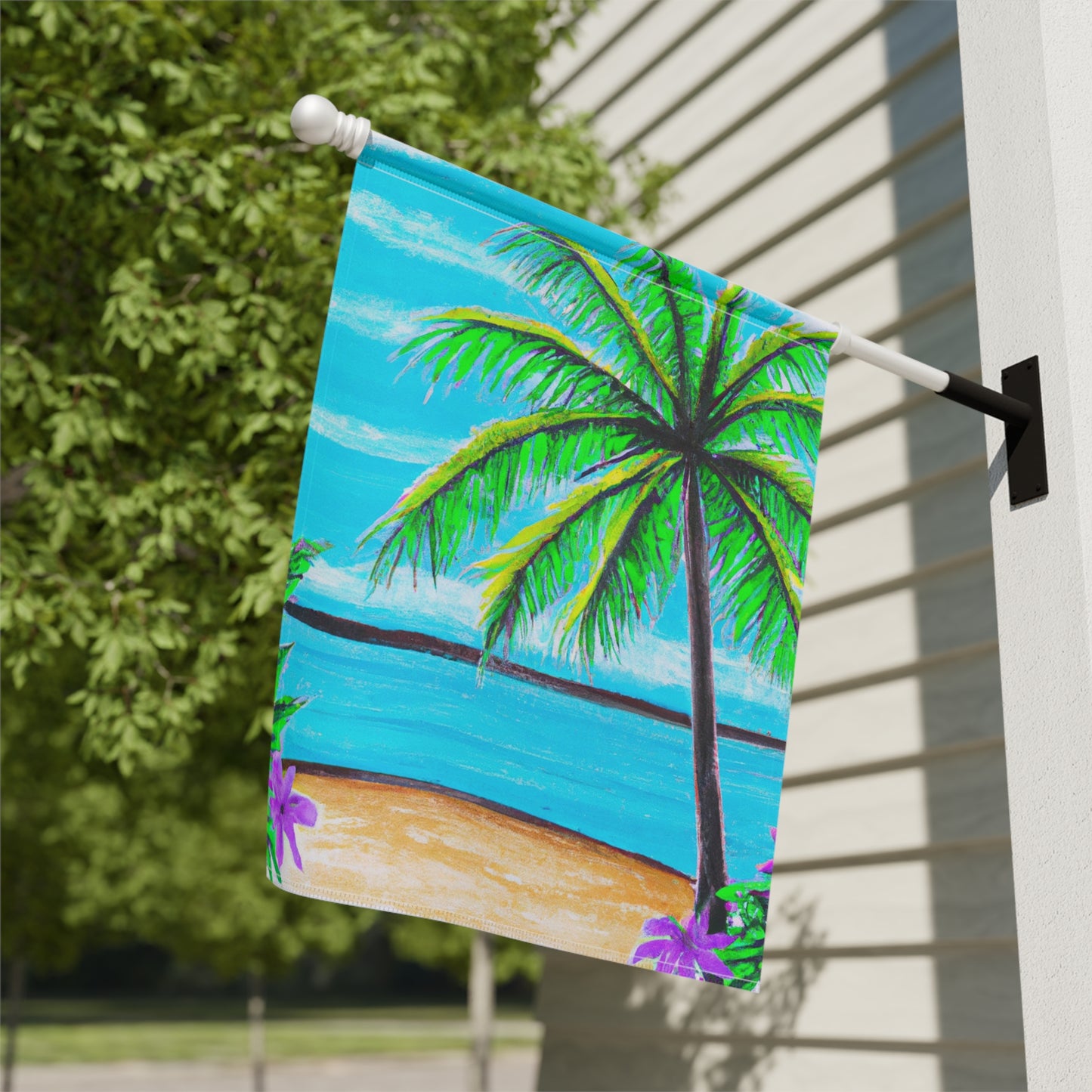 Tropical Garden Flag - Perfect for Outdoor Decor / Midnight Flowers, Navy