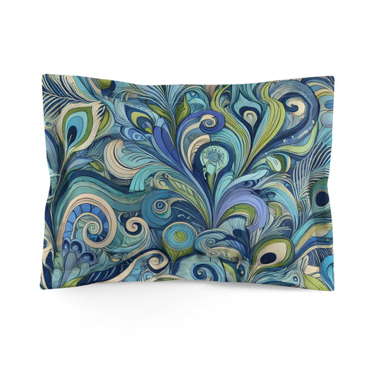 Microfiber Pillow Sham, 2 Sizes | Tropical Vibes for Relaxation / Feather Currents Blue