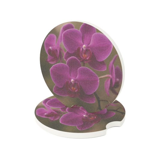Soapstone Car Coaster - Purple Orchids Majesty