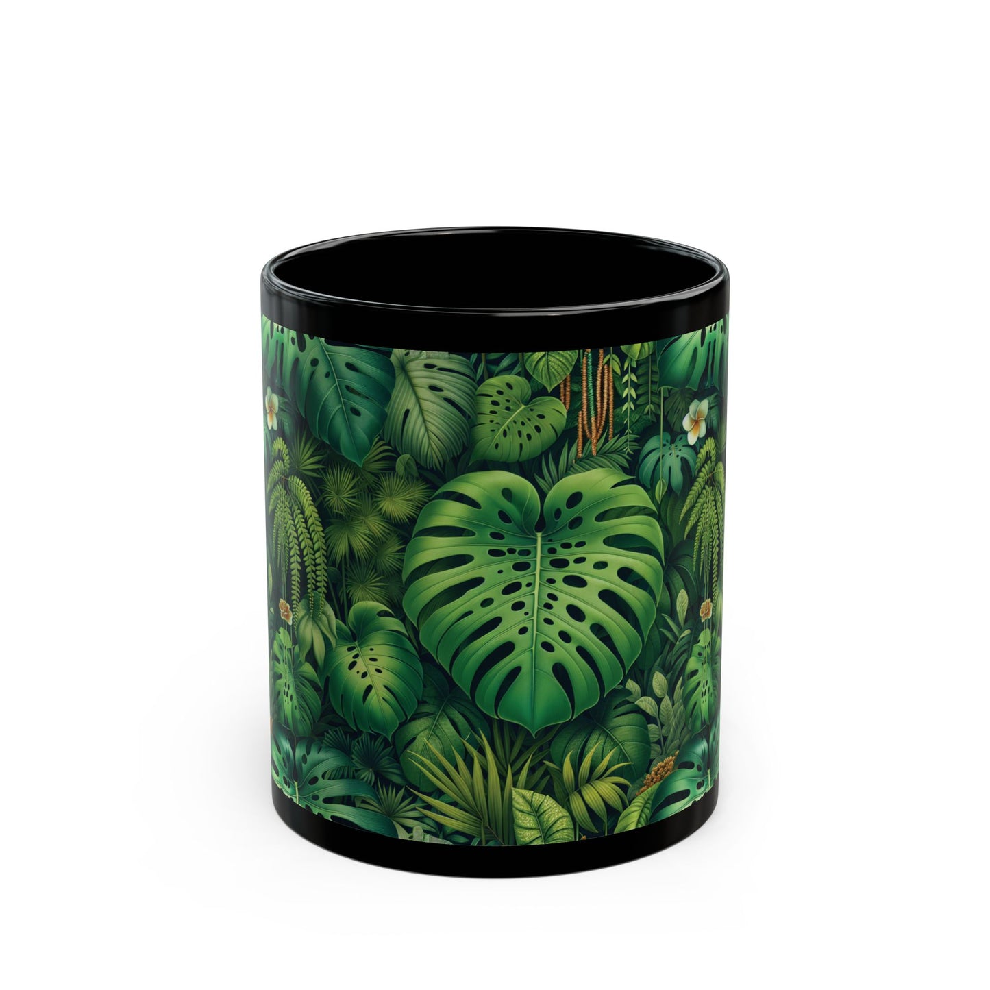 Black Coffee Mug - Rainforest Greenery