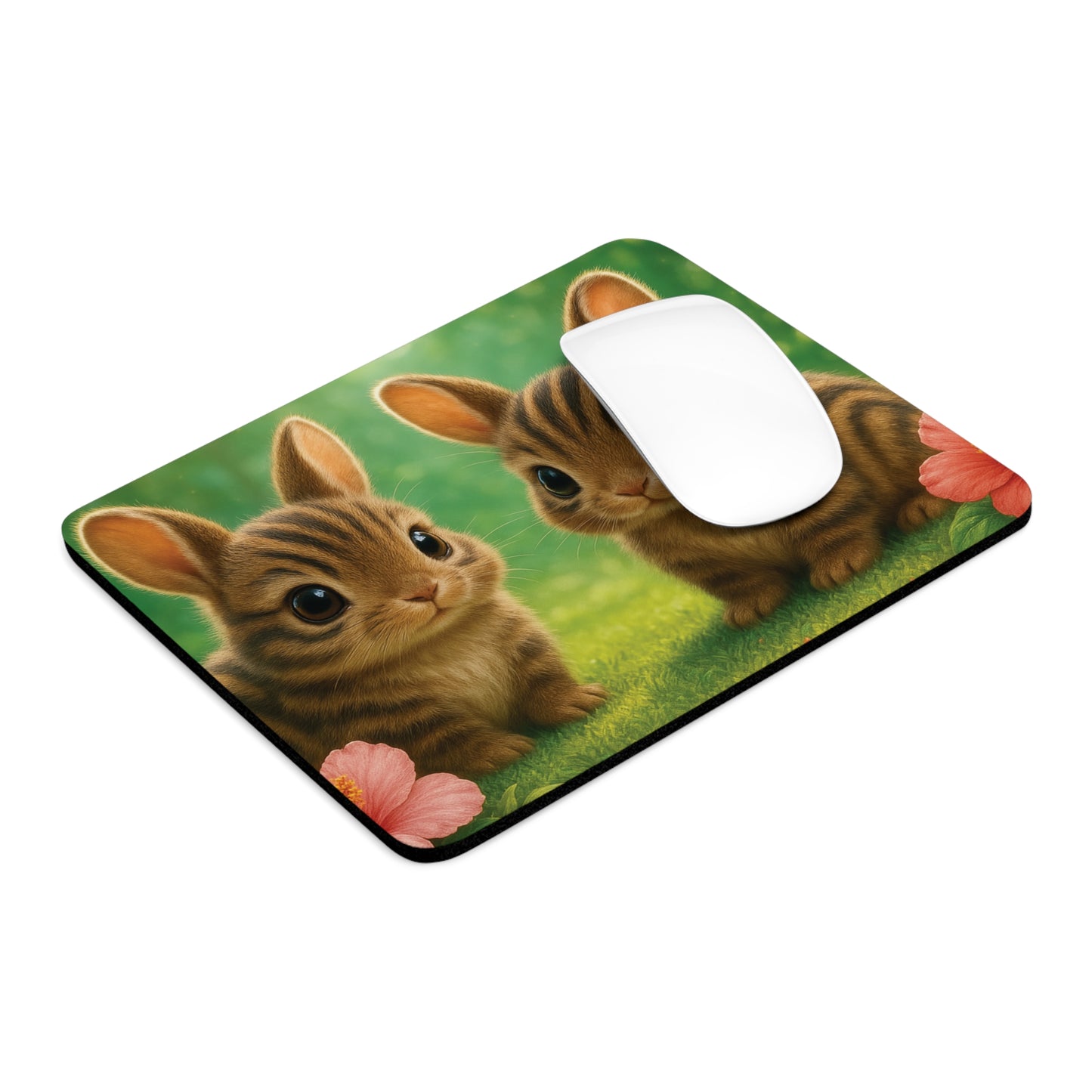 Tropical Mouse Pad, 2 Shapes - Beach Vibes for Home Office & Gamer / Rainforest Two Sumatran Rabbits