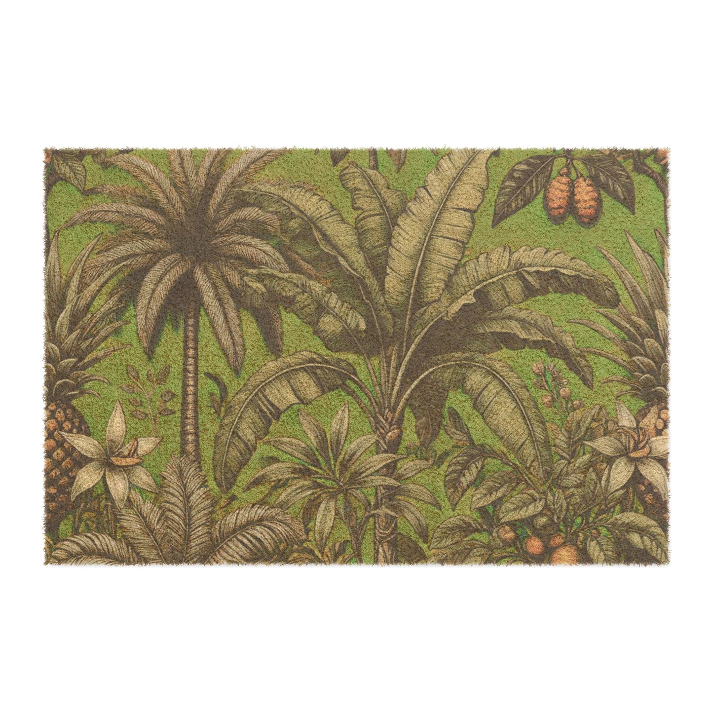 Tropical Doormat - Vibrant Coconut Fiber Entrance Mat / Tropical Fruit, Spring Green