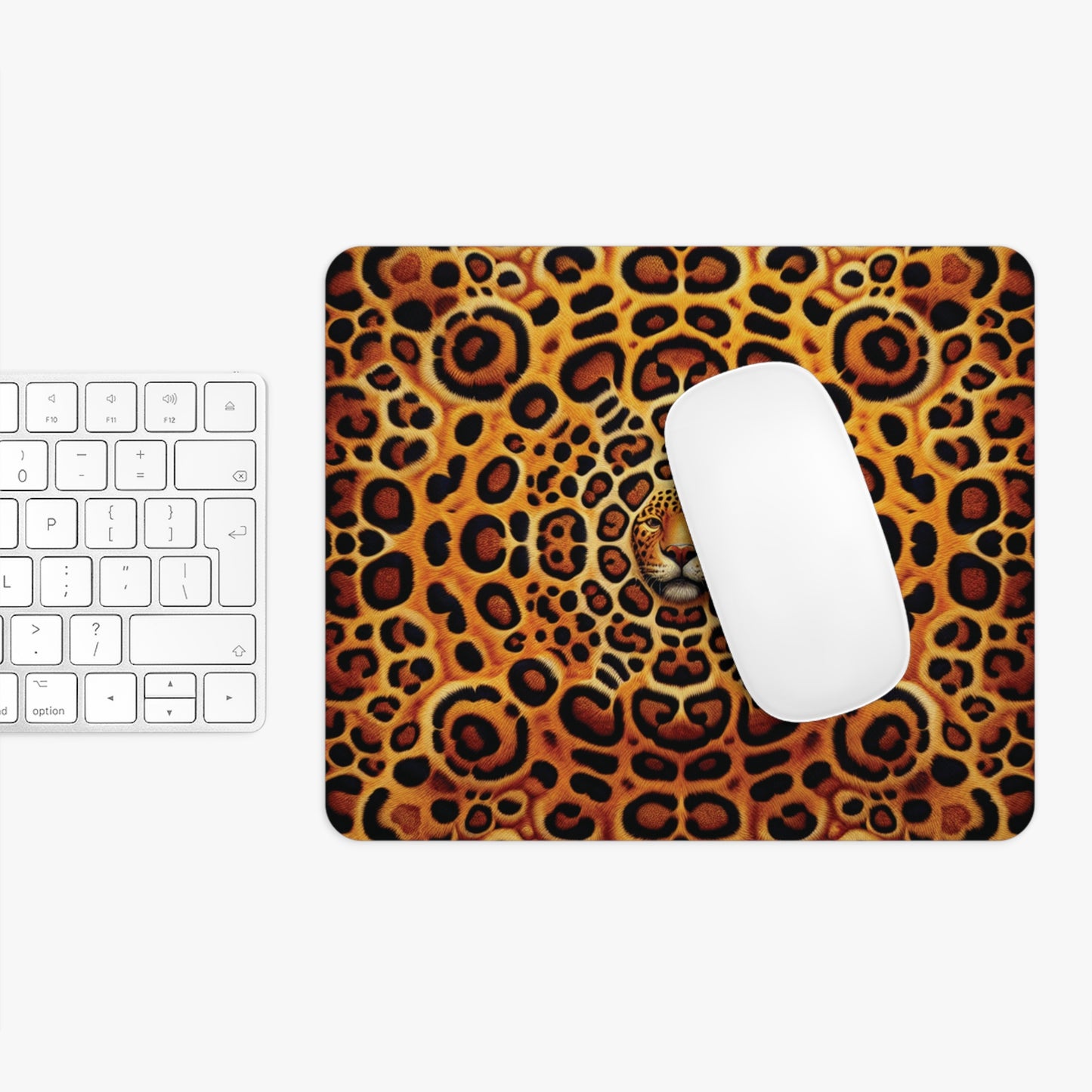 Tropical Mouse Pad, 2 Shapes - Beach Vibes for Home Office & Gamer / Kaleido Jaguar Spots