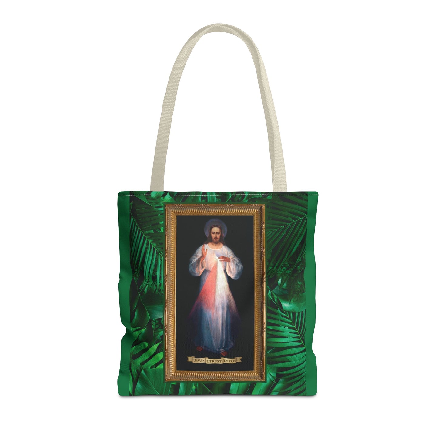 Religious Divine Mercy Tropical Tote Bag - 3 Sizes